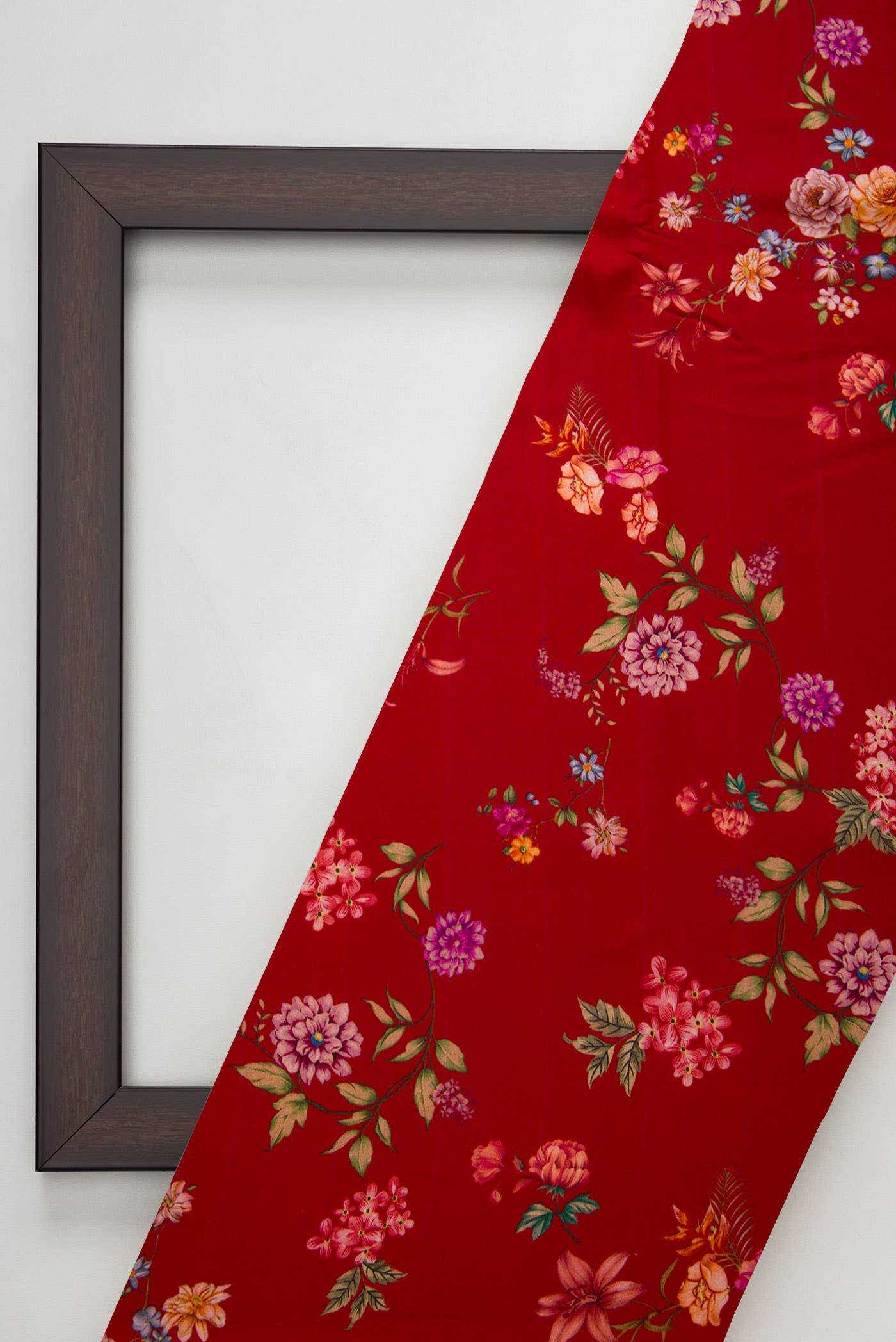 Red Chanderi Silk Dress Material