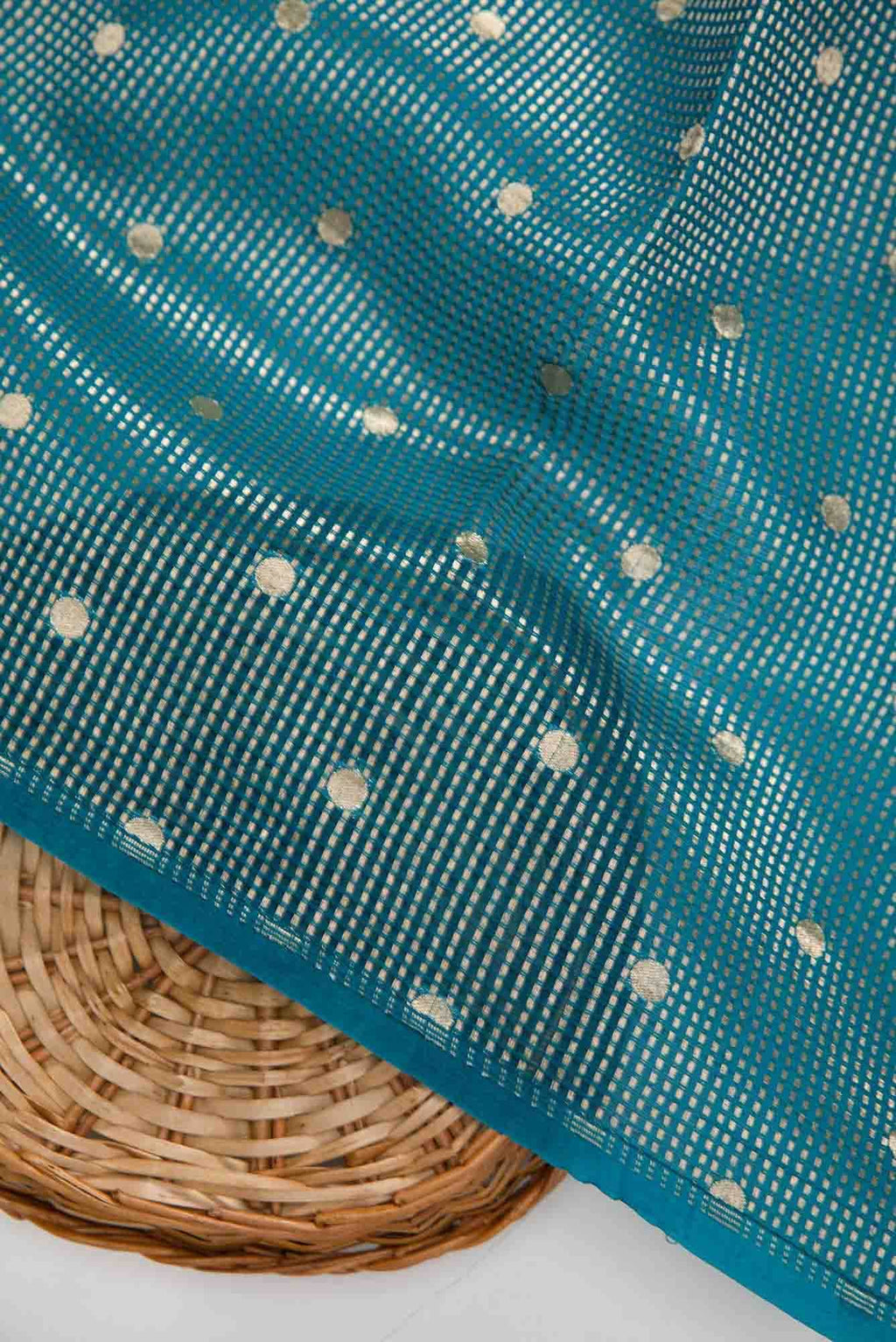Peacock Blue Organza Silk Dress Material