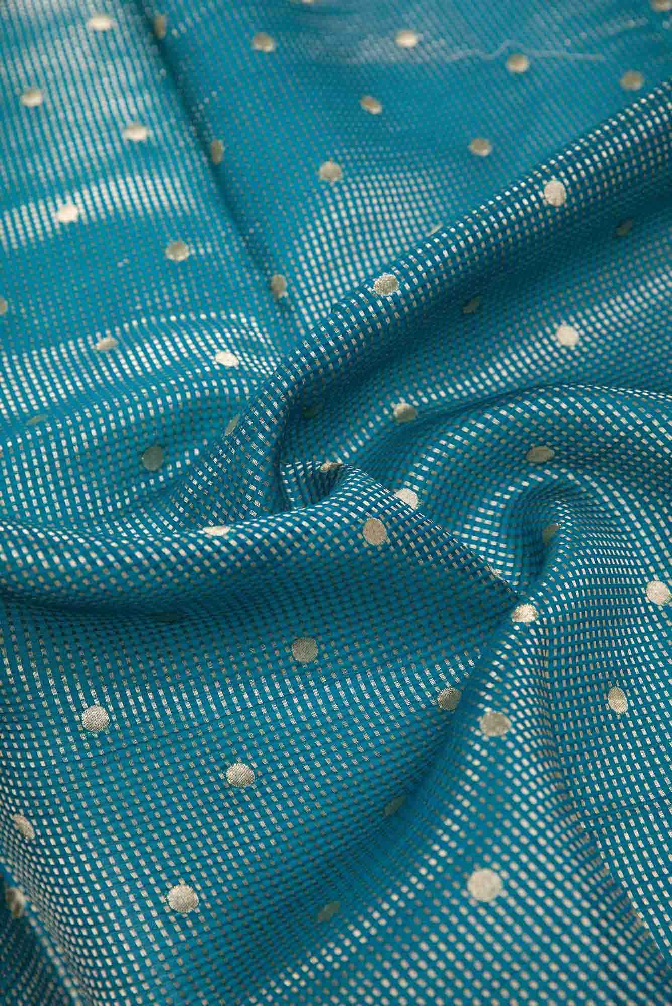 Peacock Blue Organza Silk Dress Material