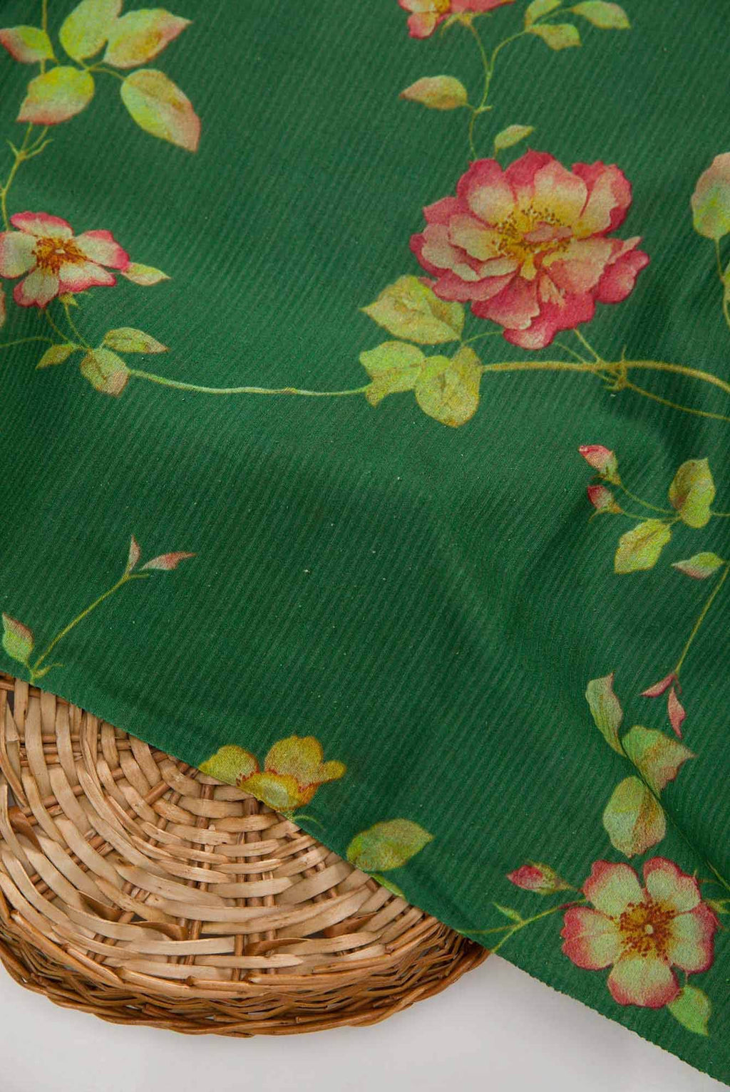 Green Tussar Silk Dress Material