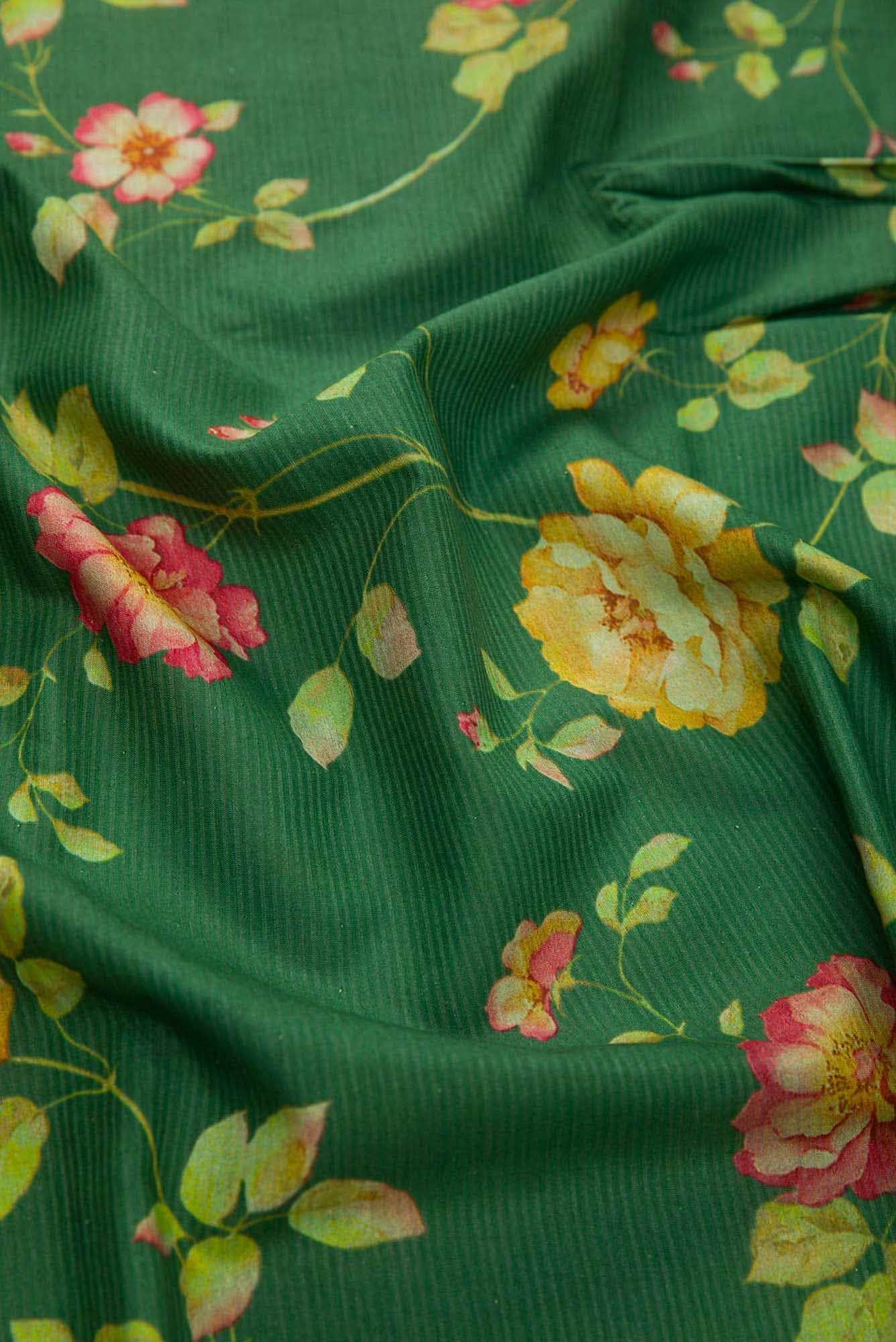 Green Tussar Silk Dress Material