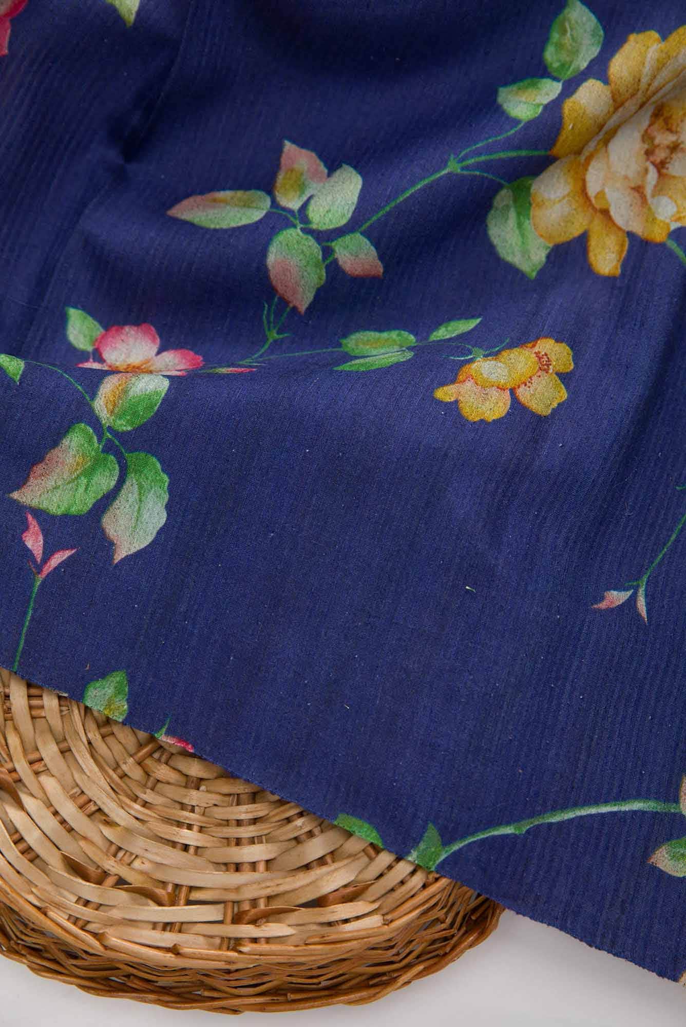 Blue Tussar Silk Dress Material