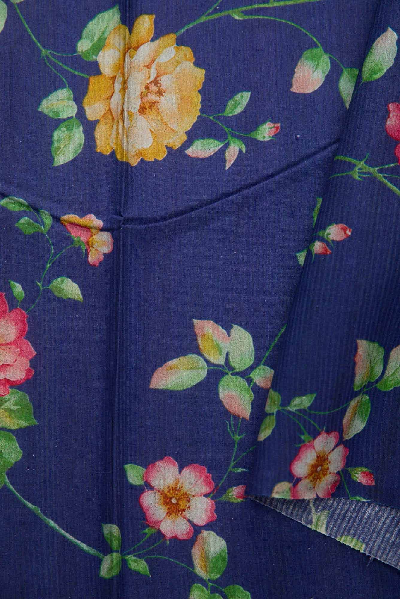 Blue Tussar Silk Dress Material