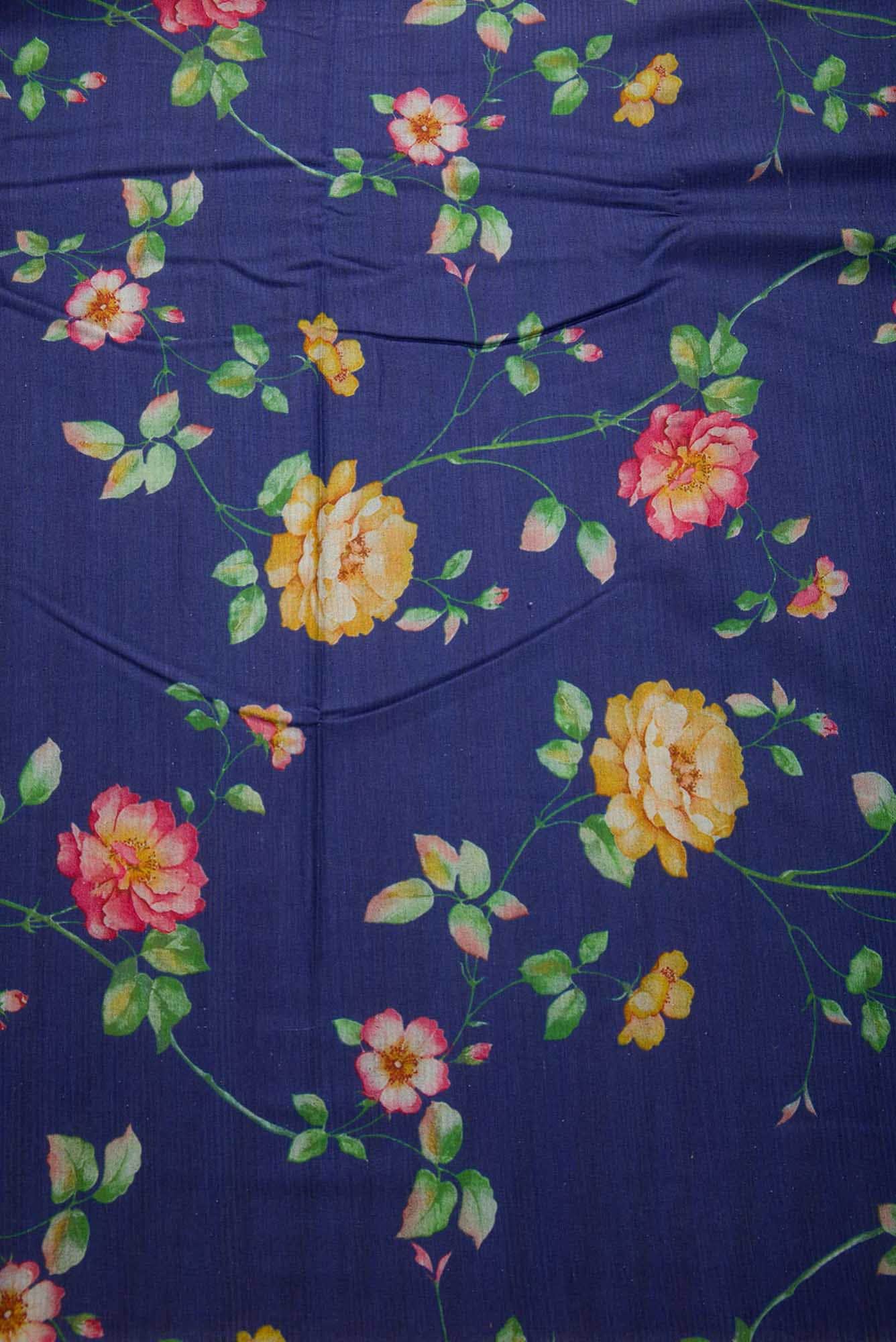 Blue Tussar Silk Dress Material