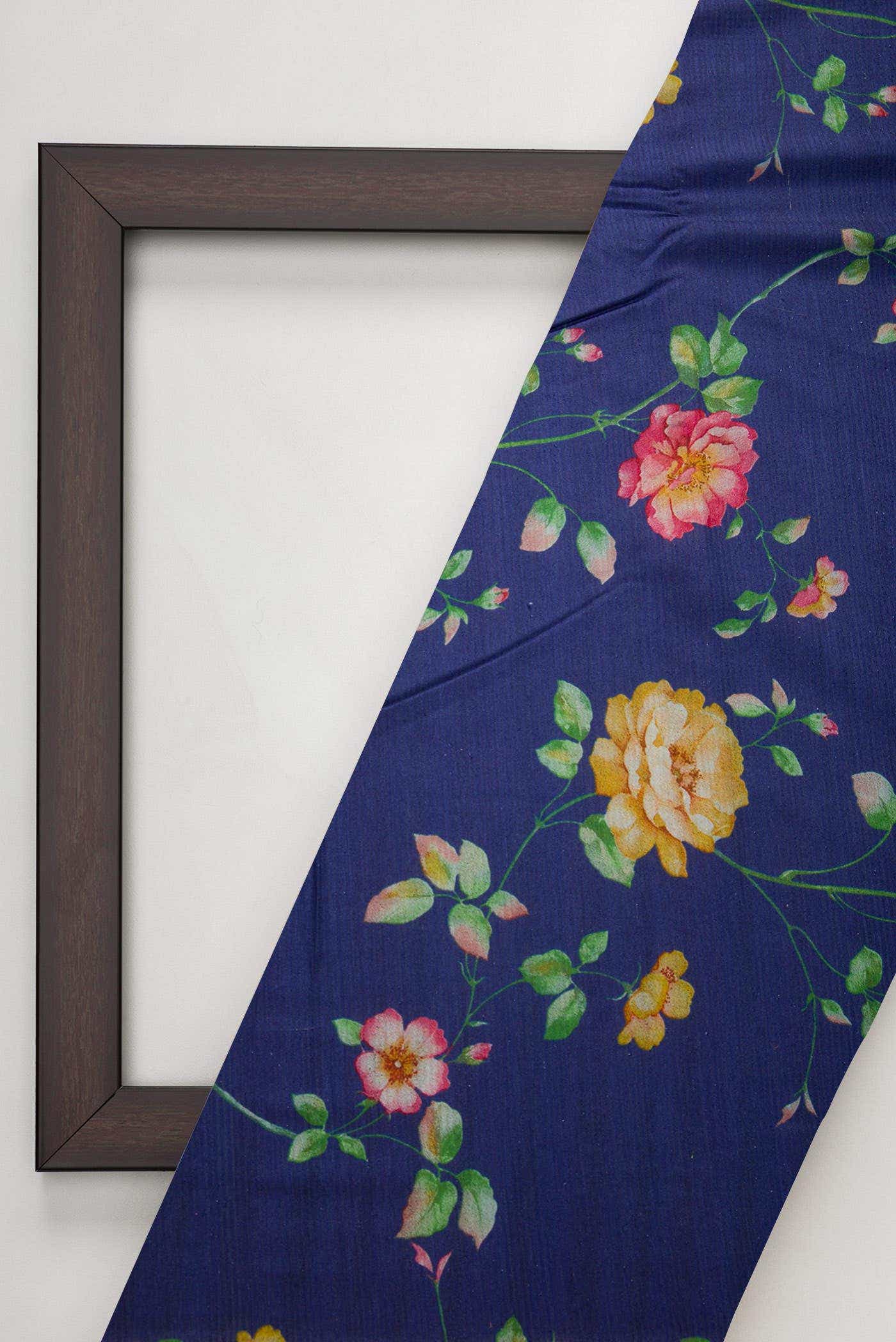 Blue Tussar Silk Dress Material