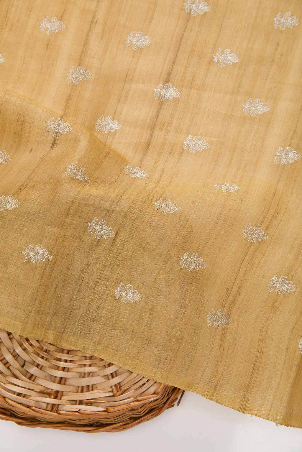 Gold Tussar Silk Dress Material