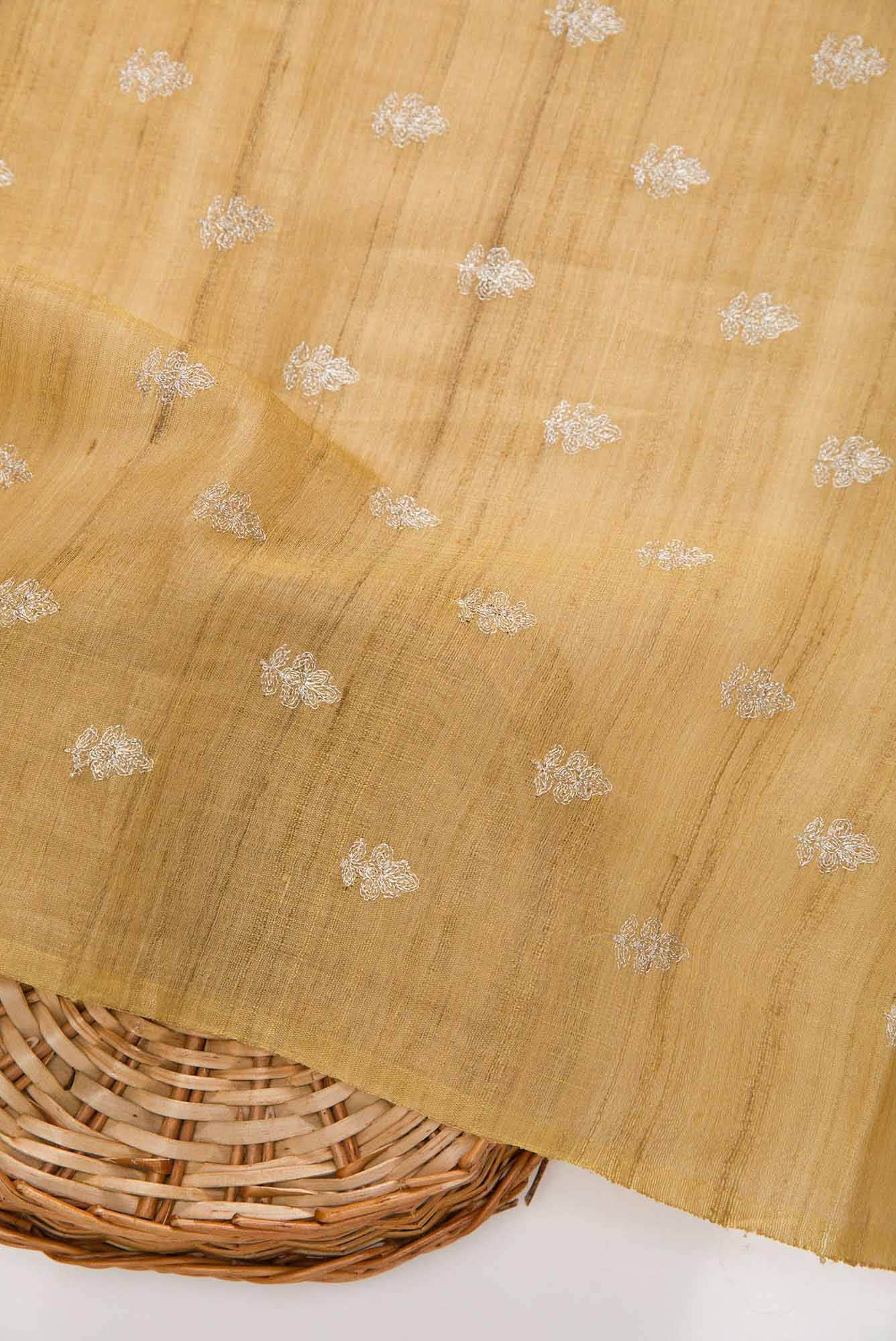 Gold Tussar Silk Dress Material