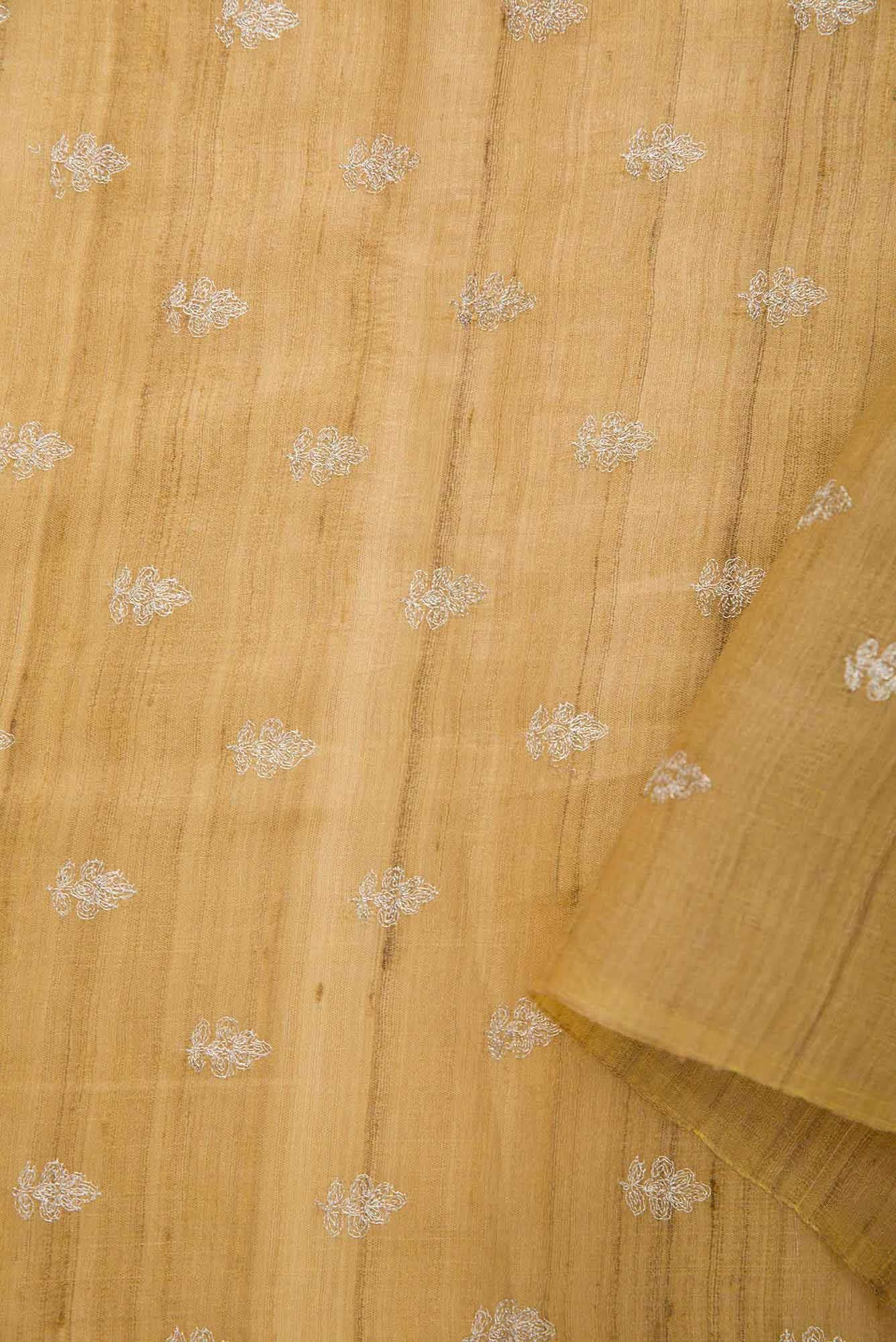 Gold Tussar Silk Dress Material