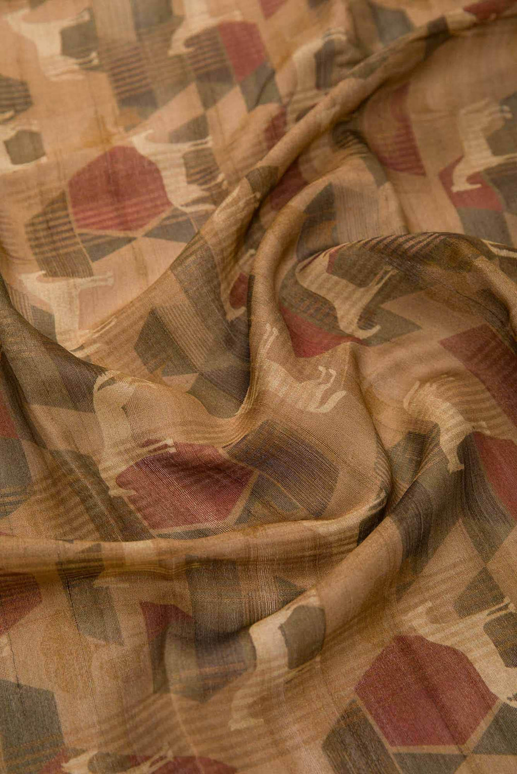 Brown Tussar Silk Dress Material