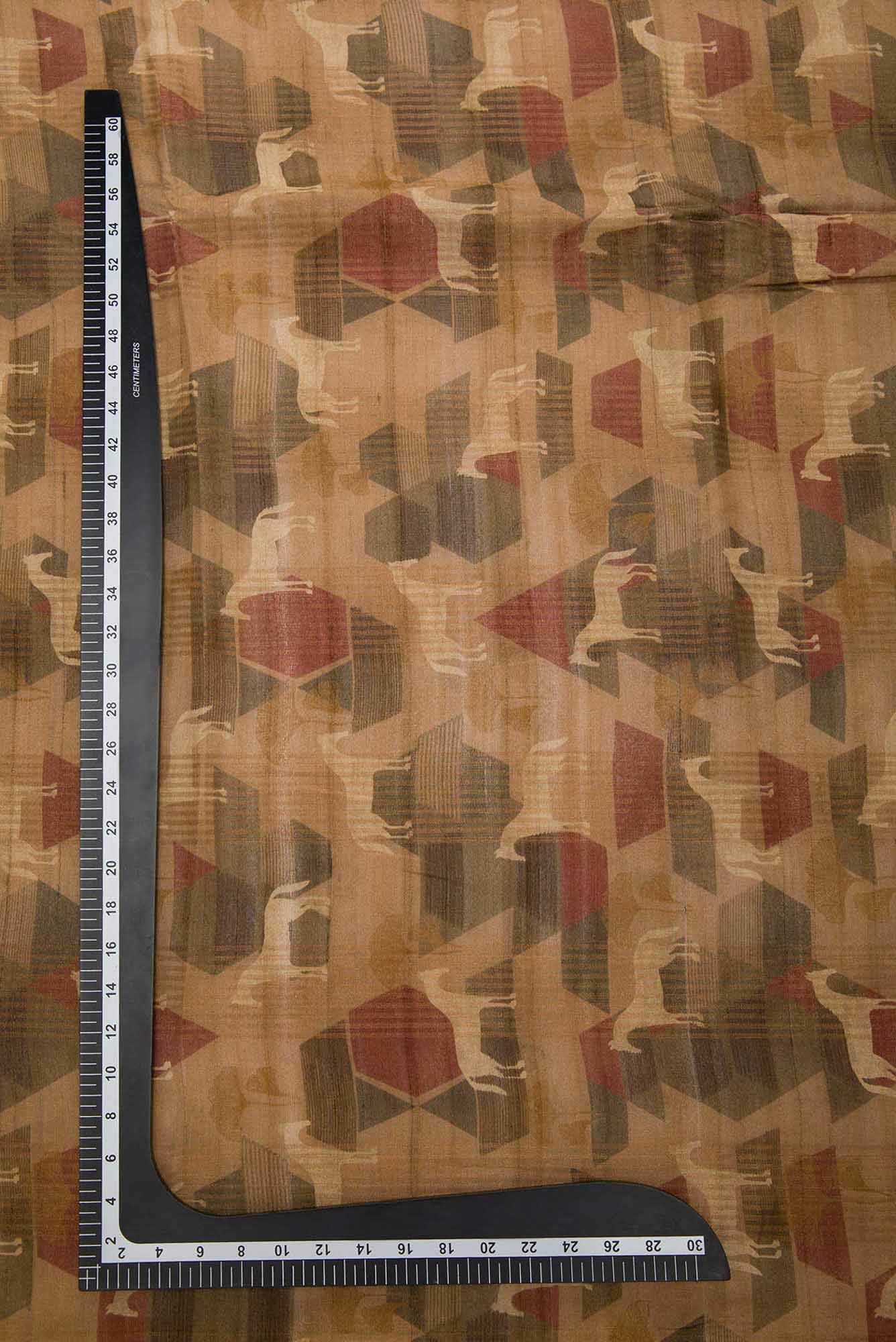 Brown Tussar Silk Dress Material