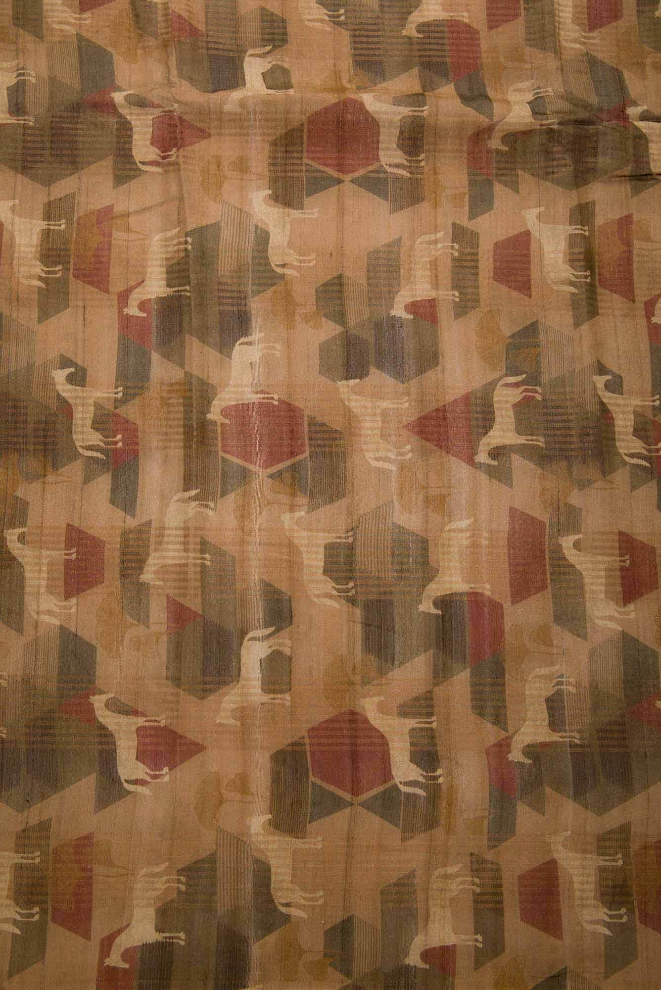 Brown Tussar Silk Dress Material