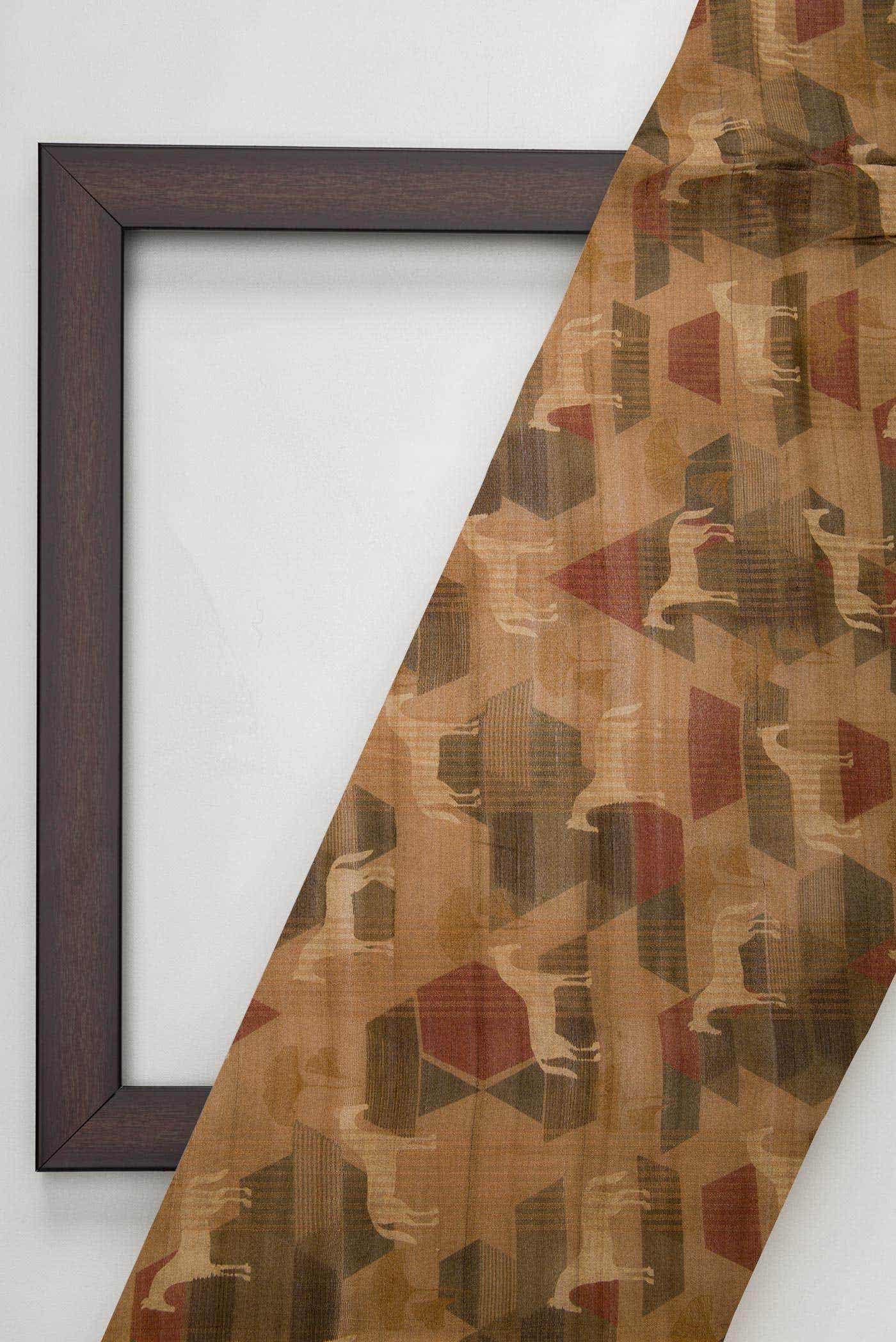 Brown Tussar Silk Dress Material