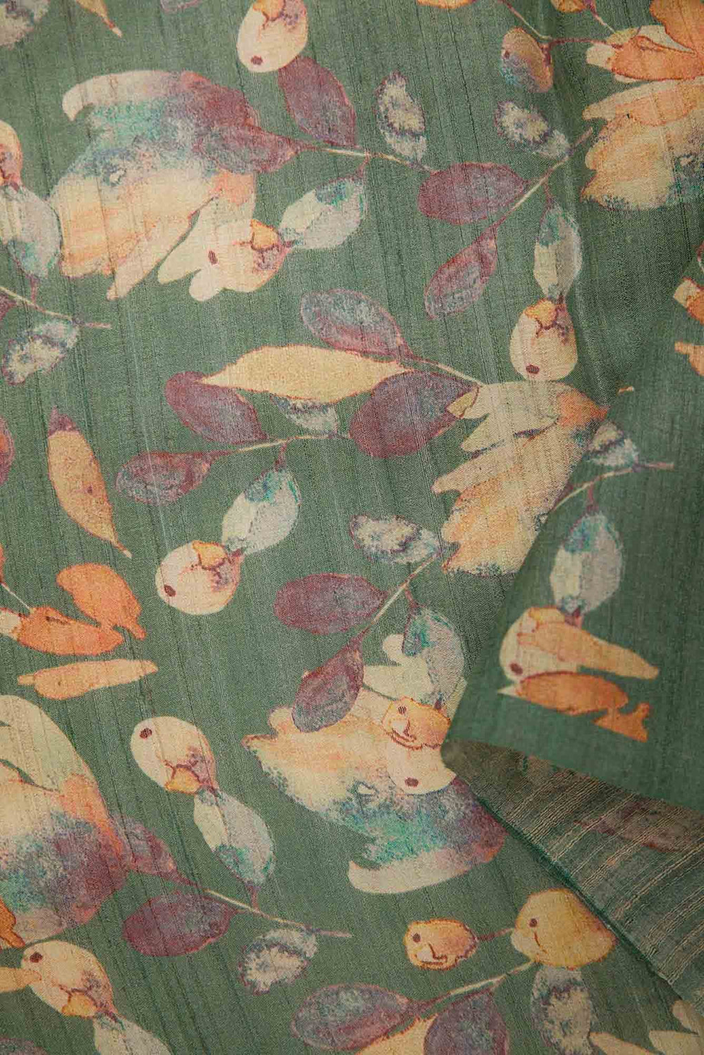 Green Tussar Silk Dress Material