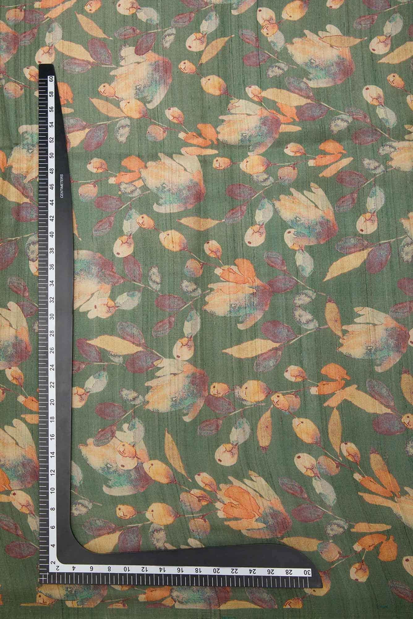 Green Tussar Silk Dress Material