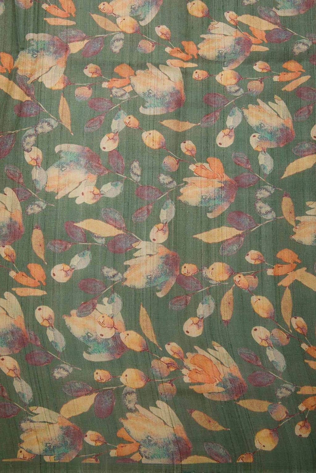 Green Tussar Silk Dress Material