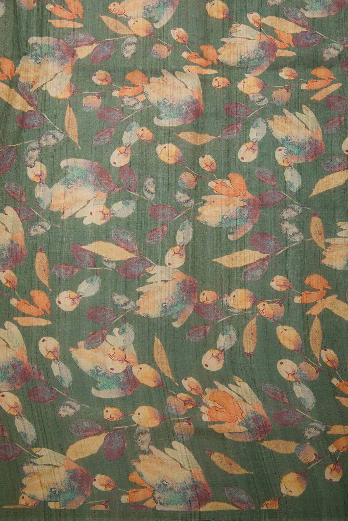 Green Tussar Silk Dress Material