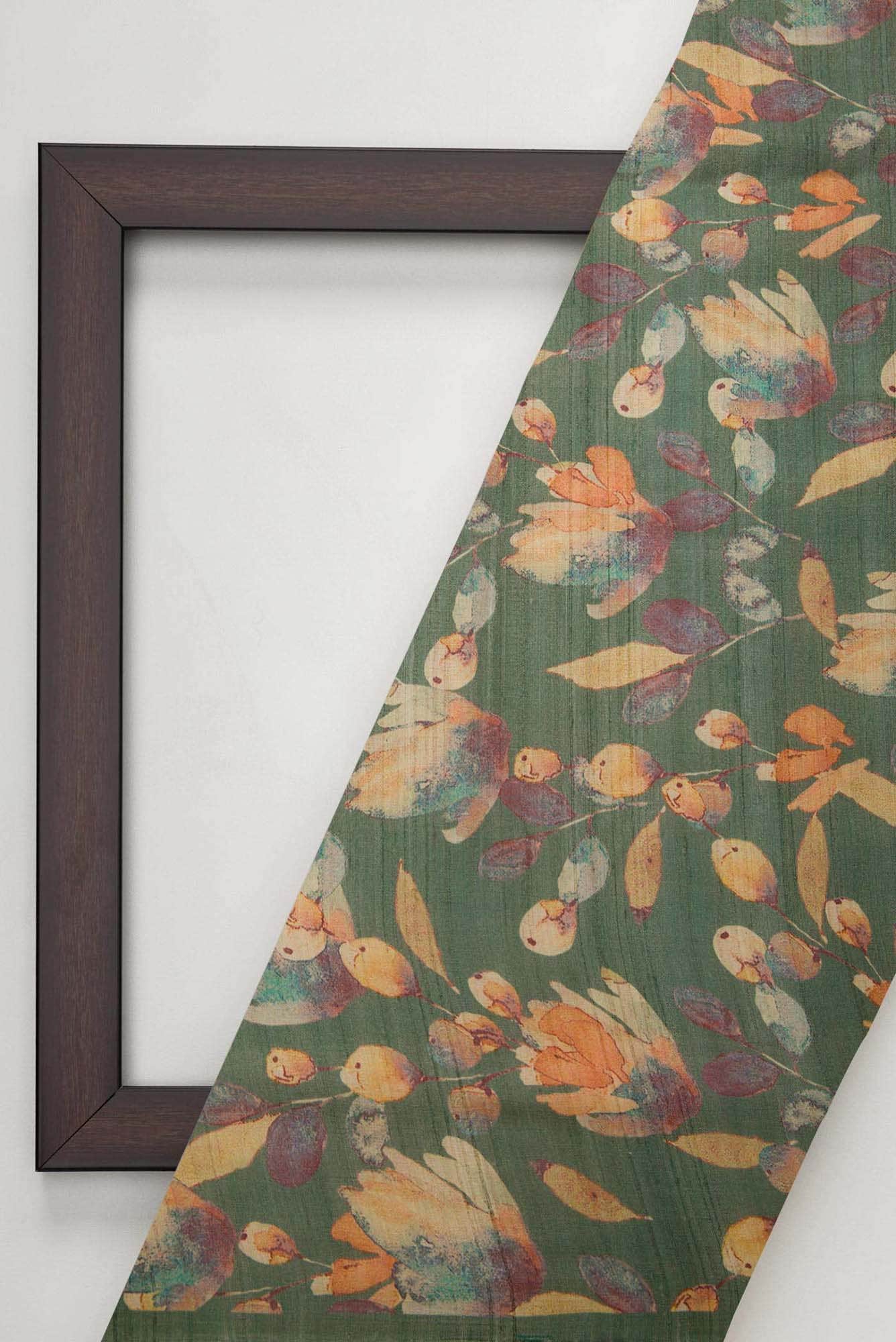 Green Tussar Silk Dress Material