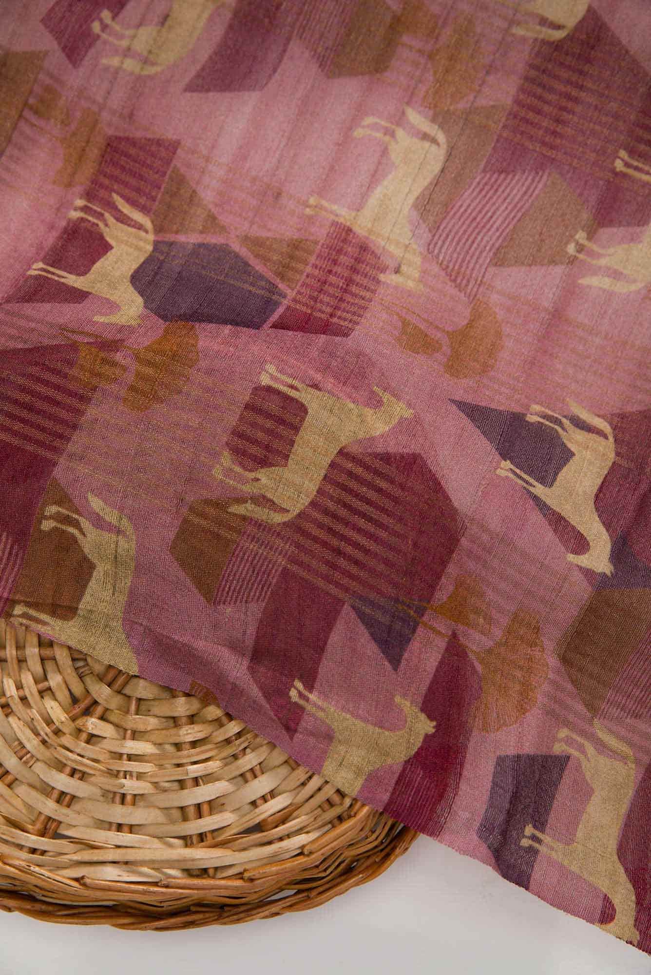 Pink Tussar Silk Dress Material