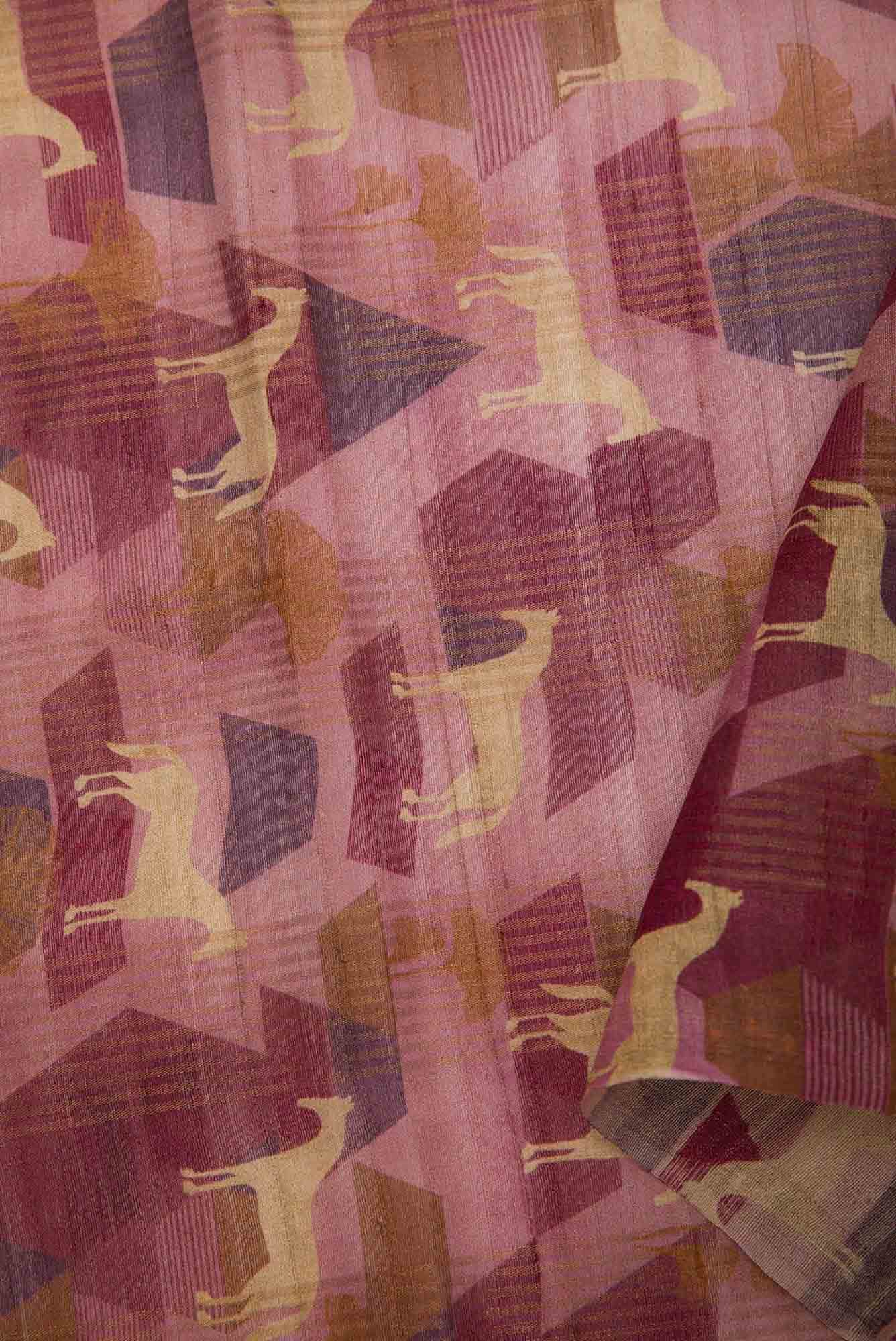 Pink Tussar Silk Dress Material