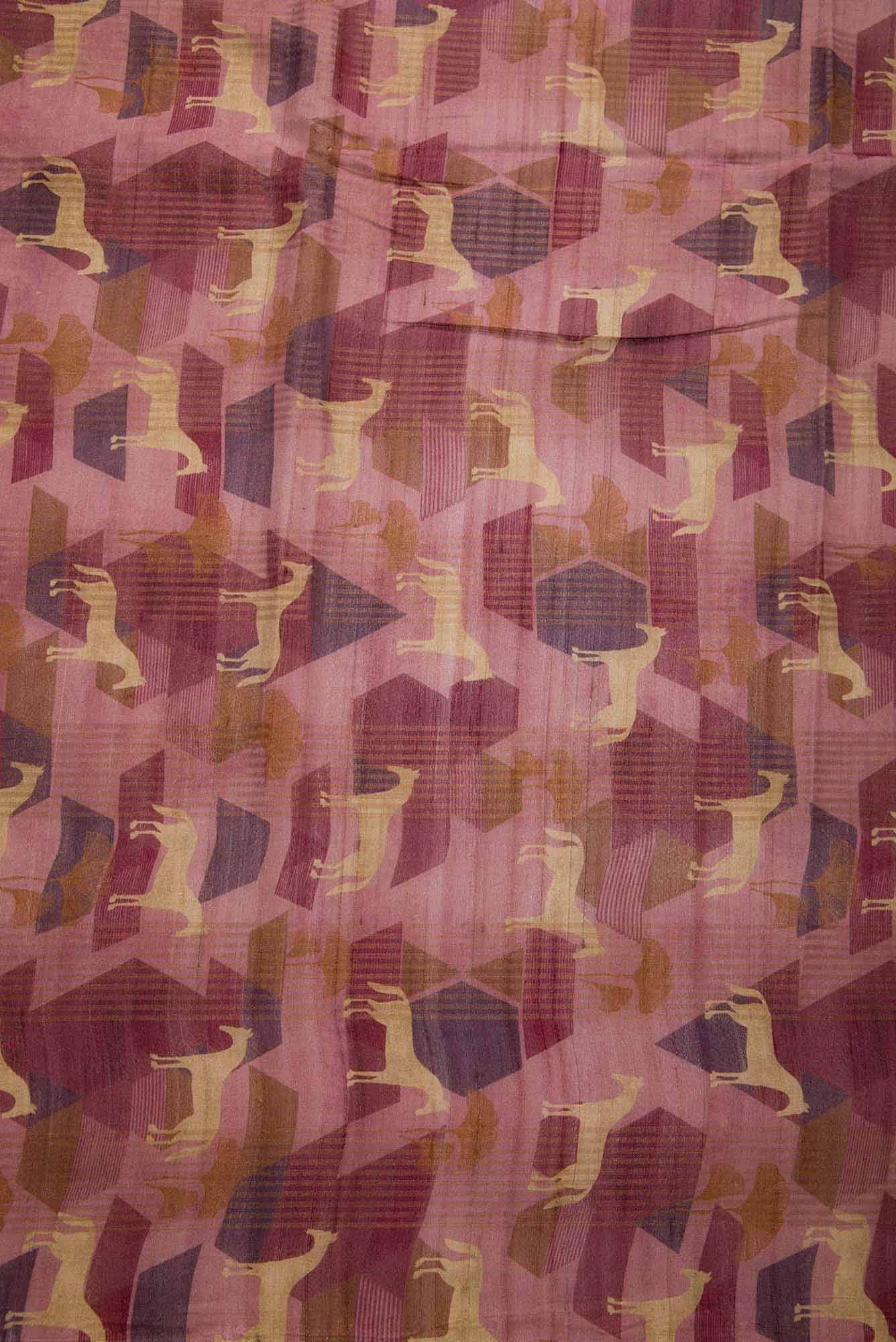 Pink Tussar Silk Dress Material