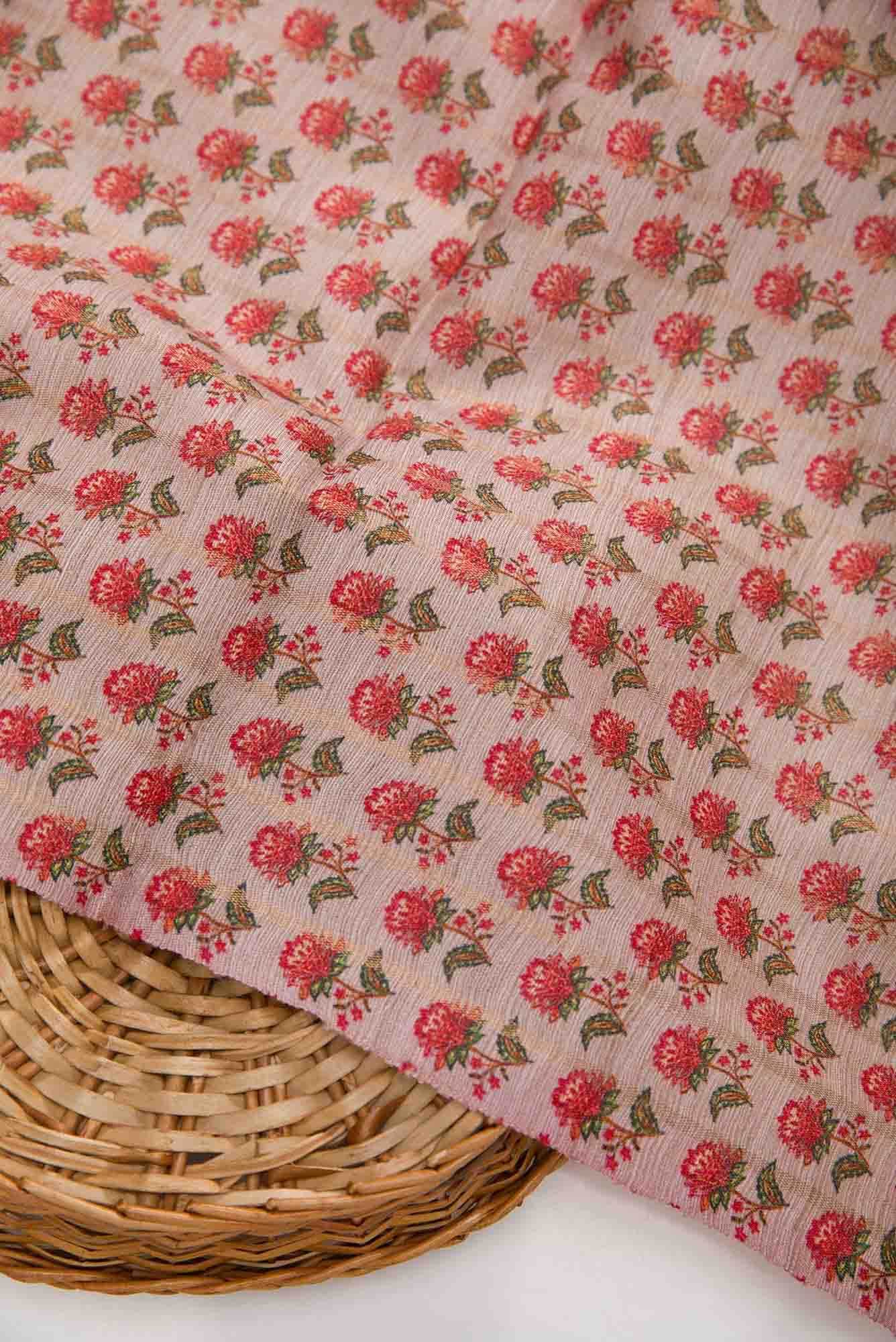 Rose pink Raw Silk Dress Material