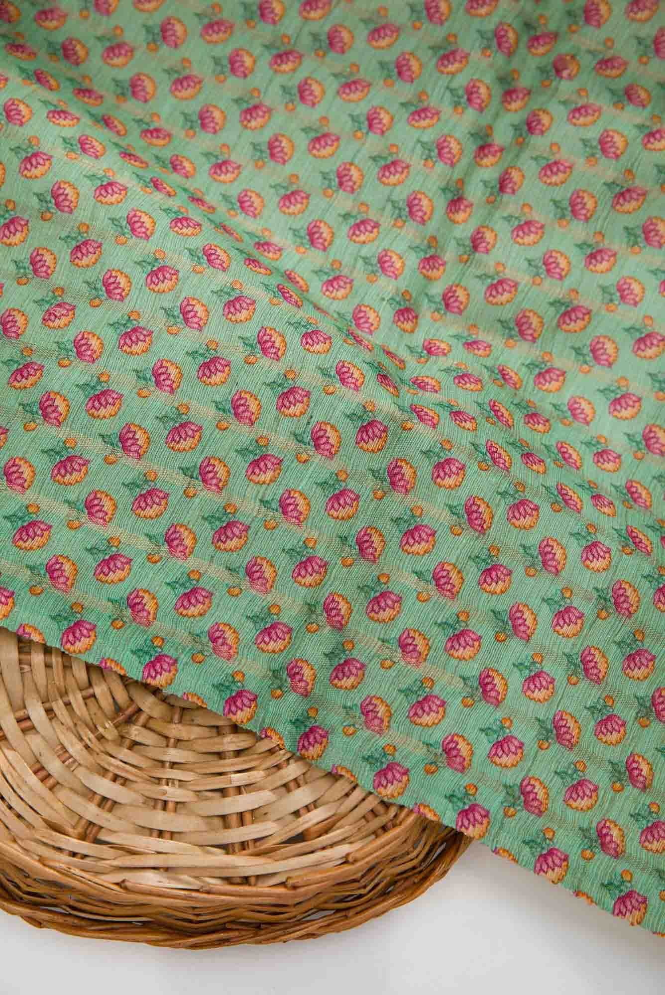 Sea Green Raw Silk Dress Material