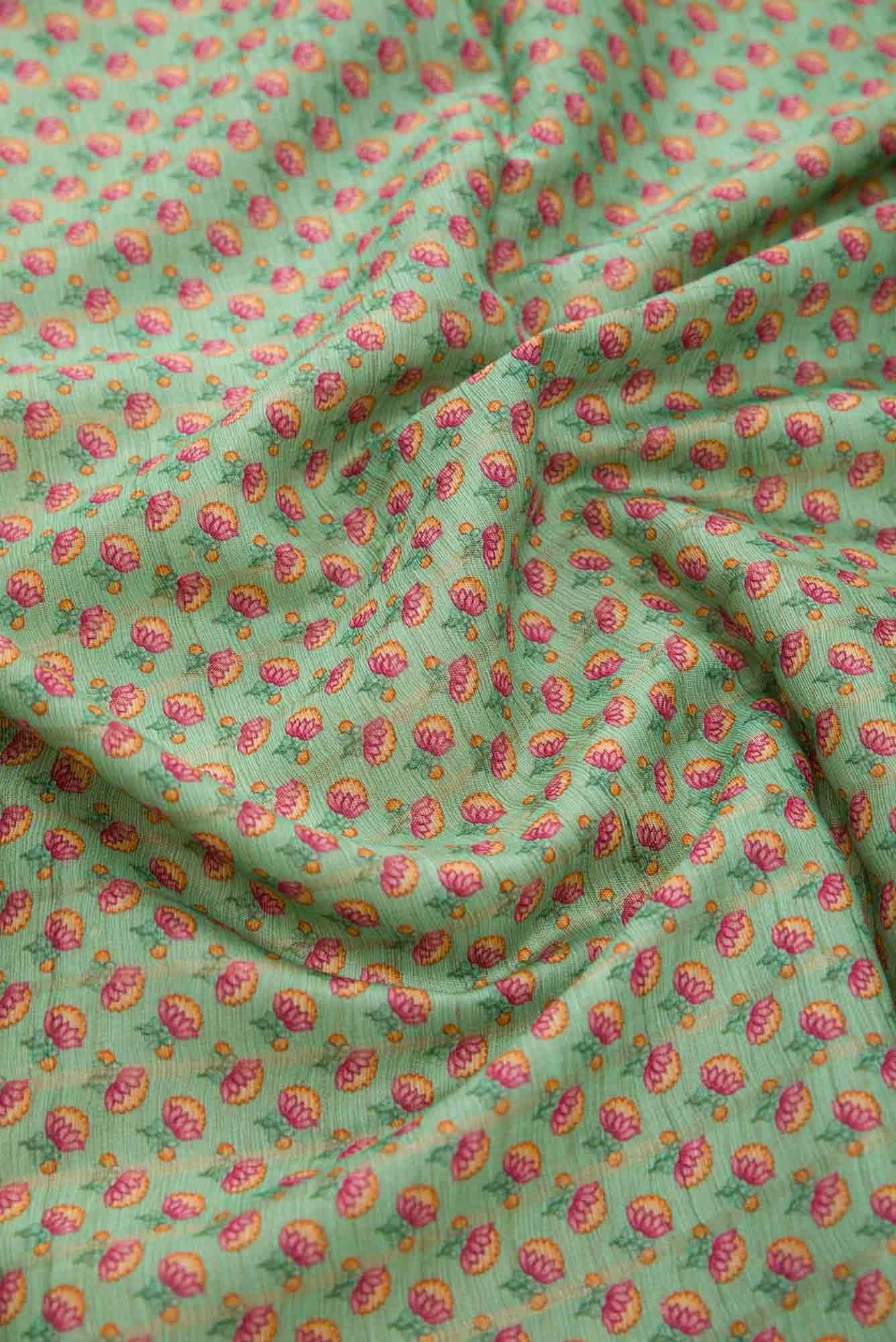 Sea Green Raw Silk Dress Material
