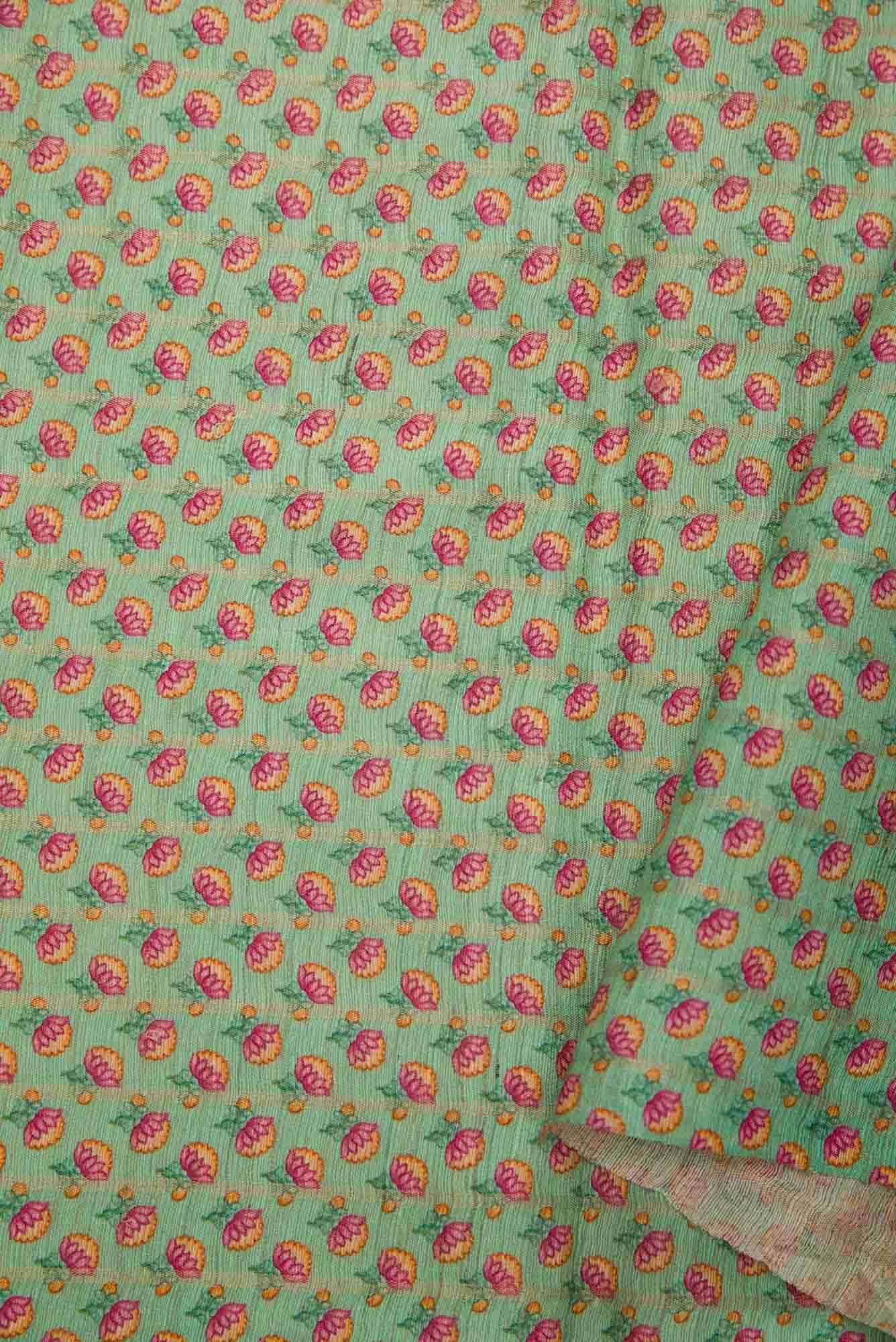 Sea Green Raw Silk Dress Material