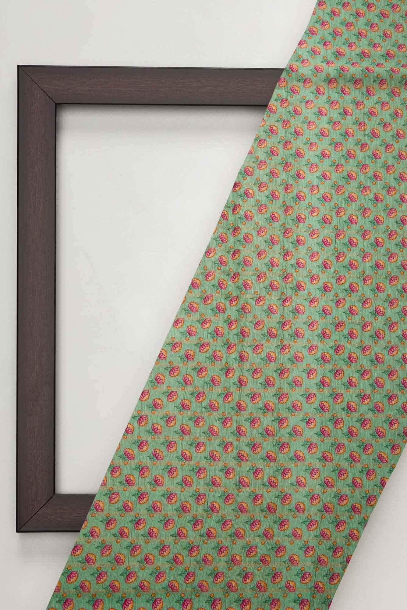 Sea Green Raw Silk Dress Material