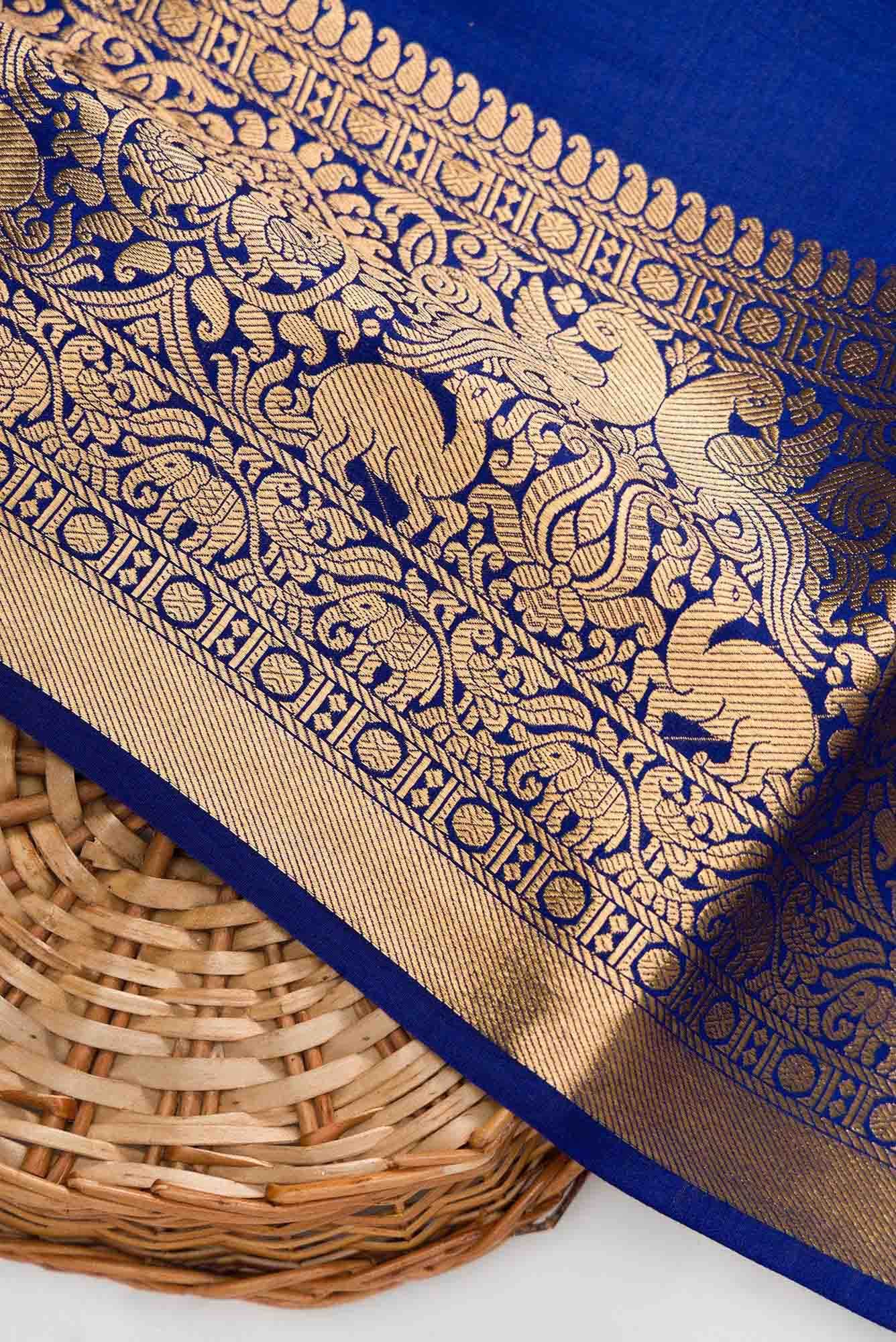 Royal Blue Raw Silk Dress Material