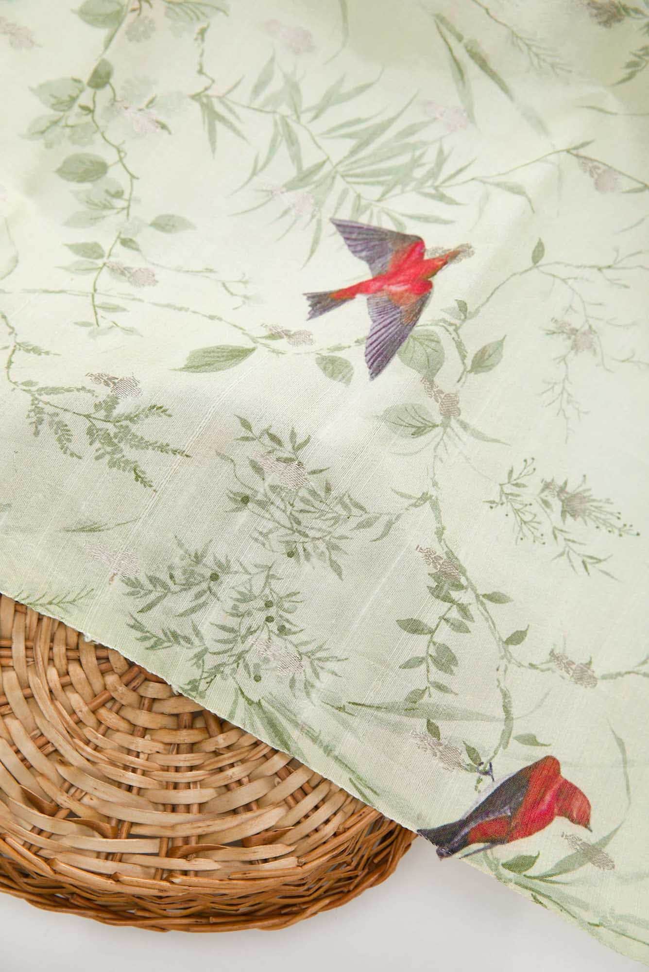 Pista Green Raw Silk Dress Material