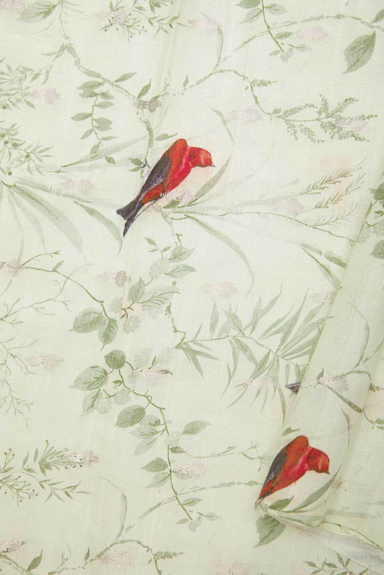 Pista Green Raw Silk Dress Material