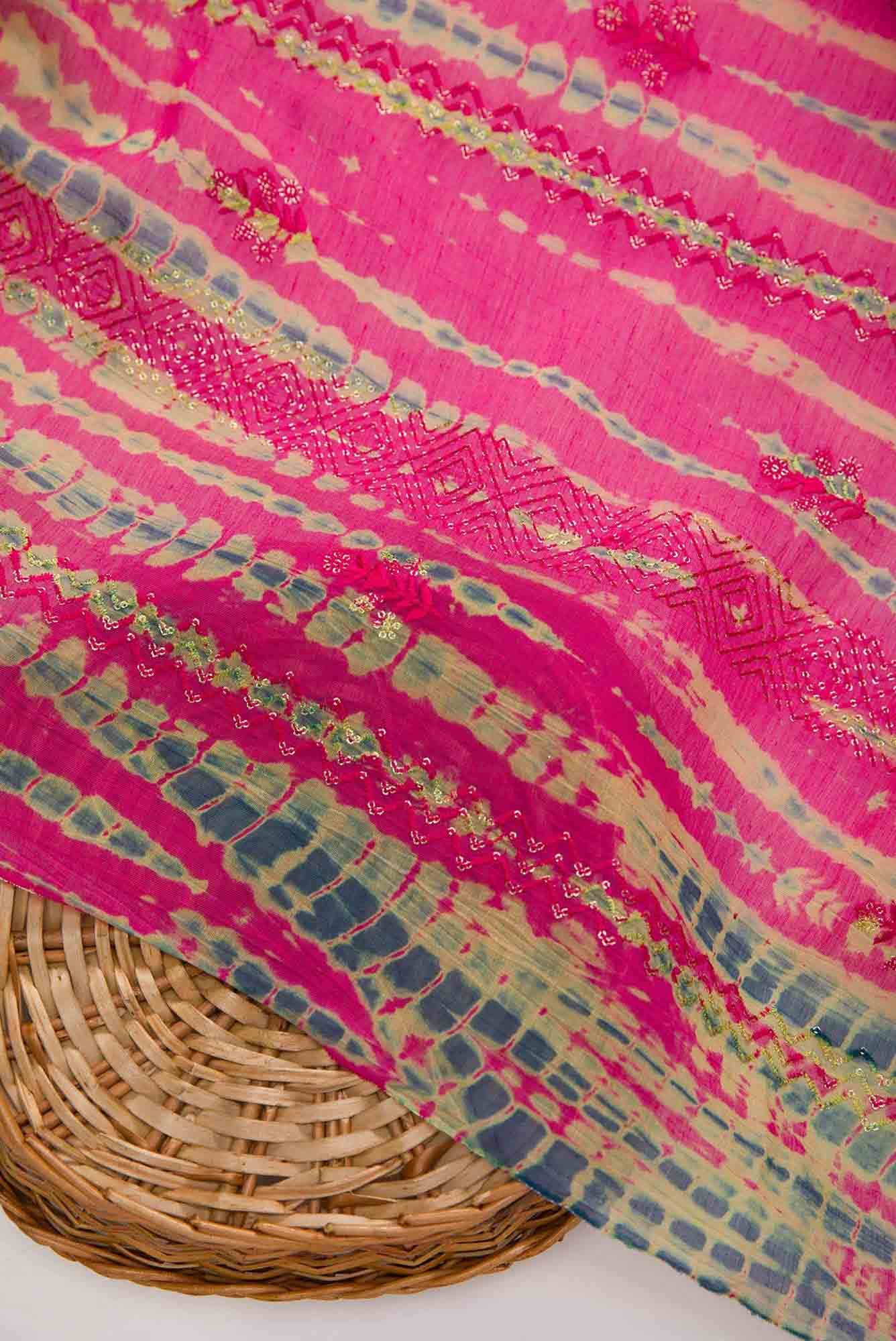 Pink Chanderi Silk Dress Material