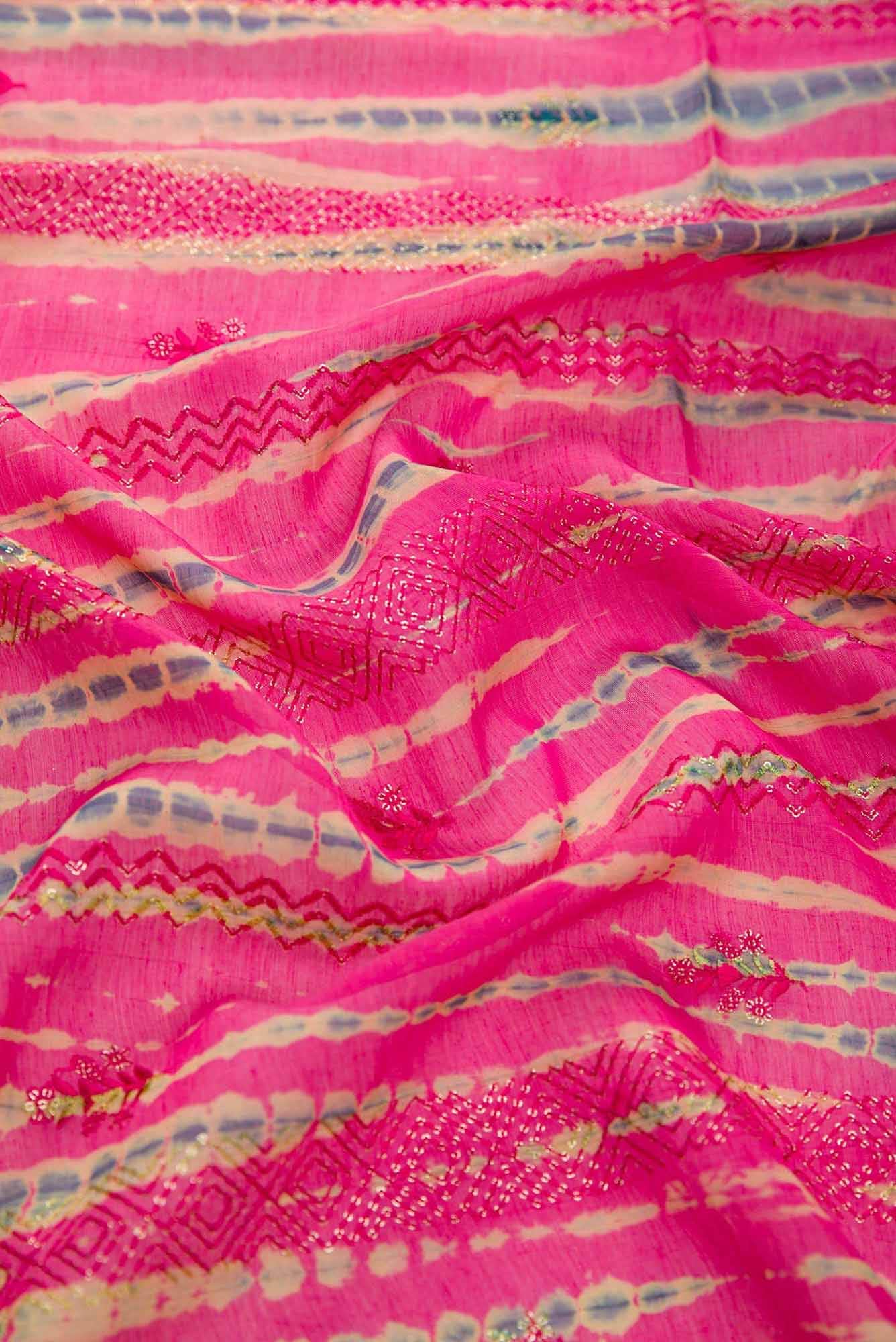 Pink Chanderi Silk Dress Material