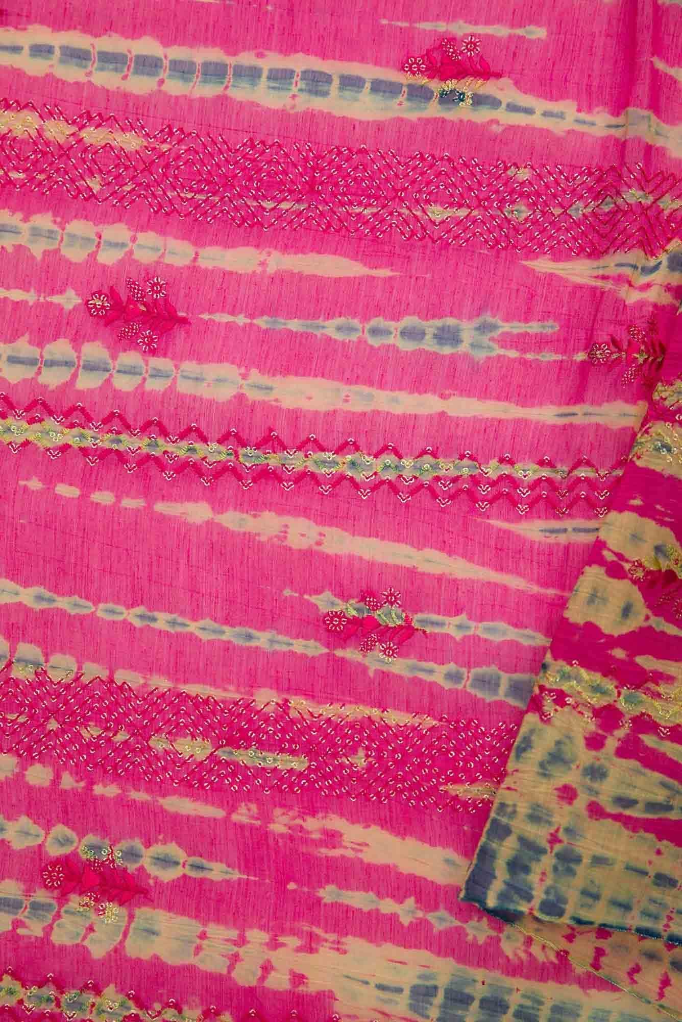 Pink Chanderi Silk Dress Material