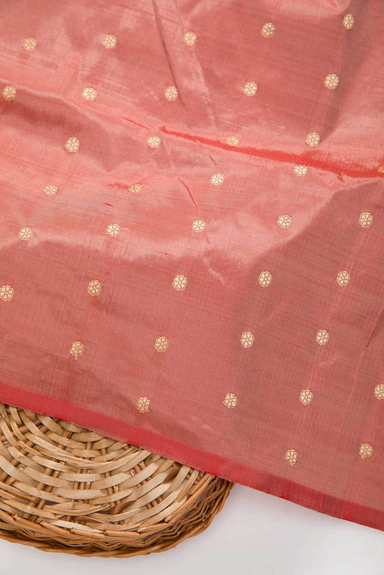 Golden Peach Kanchipuram Silk Dress Material