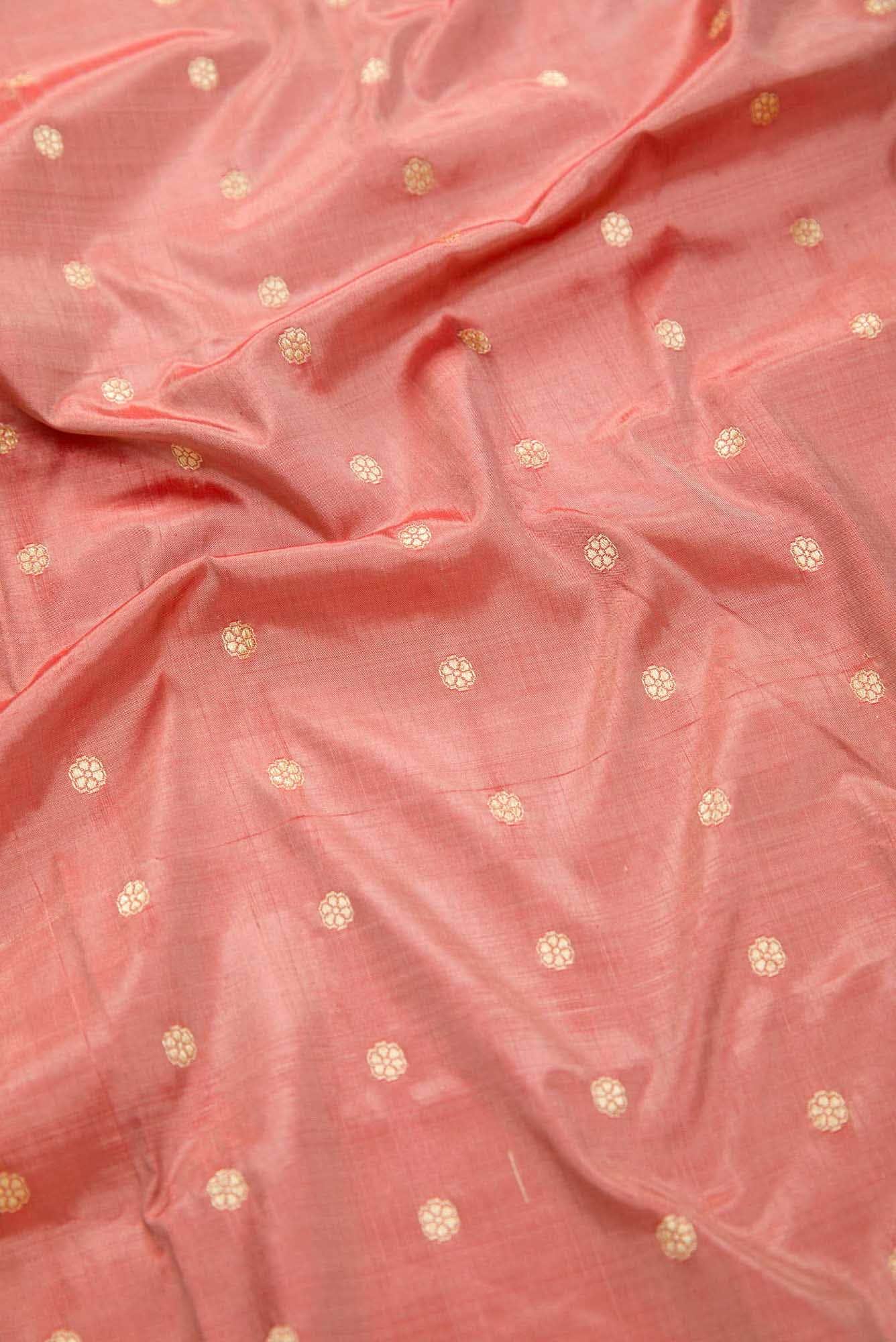 Golden Peach Kanchipuram Silk Dress Material