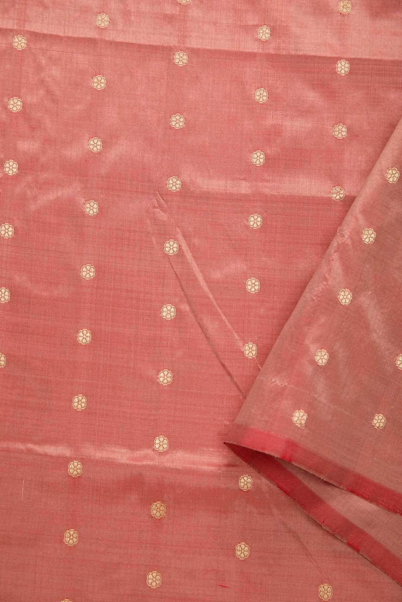 Golden Peach Kanchipuram Silk Dress Material