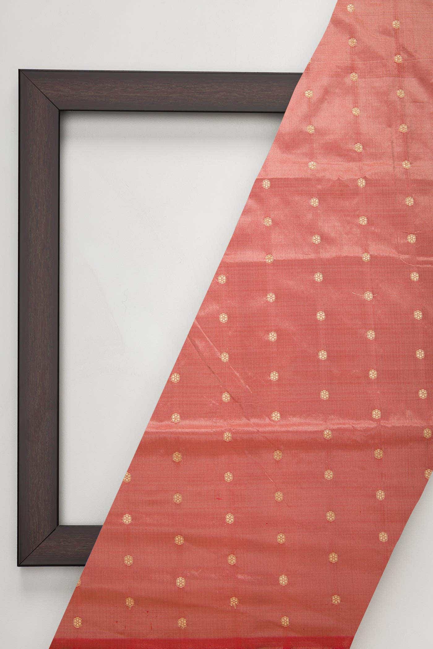 Golden Peach Kanchipuram Silk Dress Material