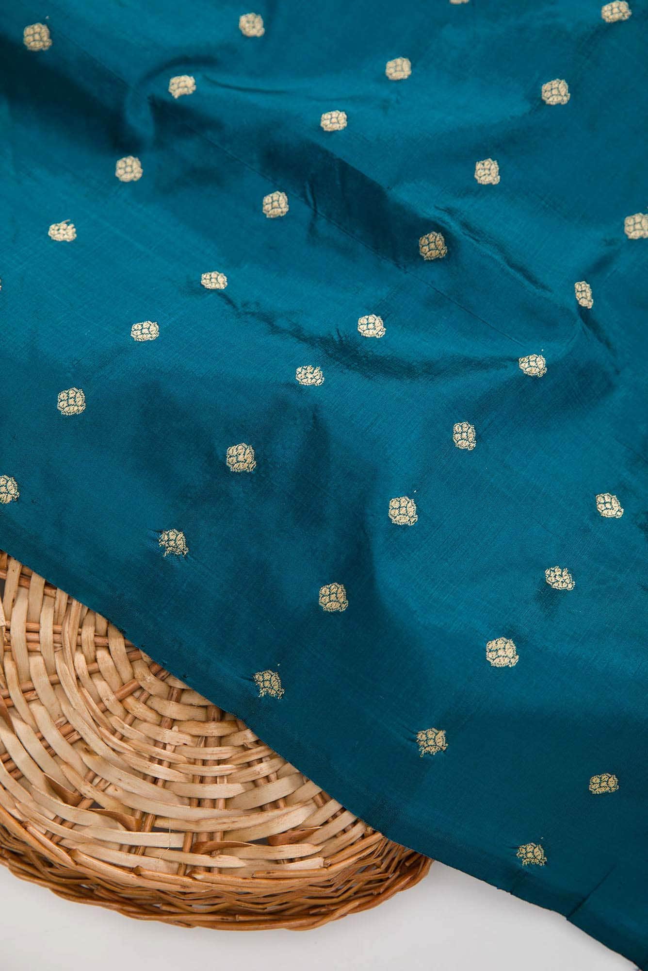 Peacock Blue Kanchipuram Silk Dress Material