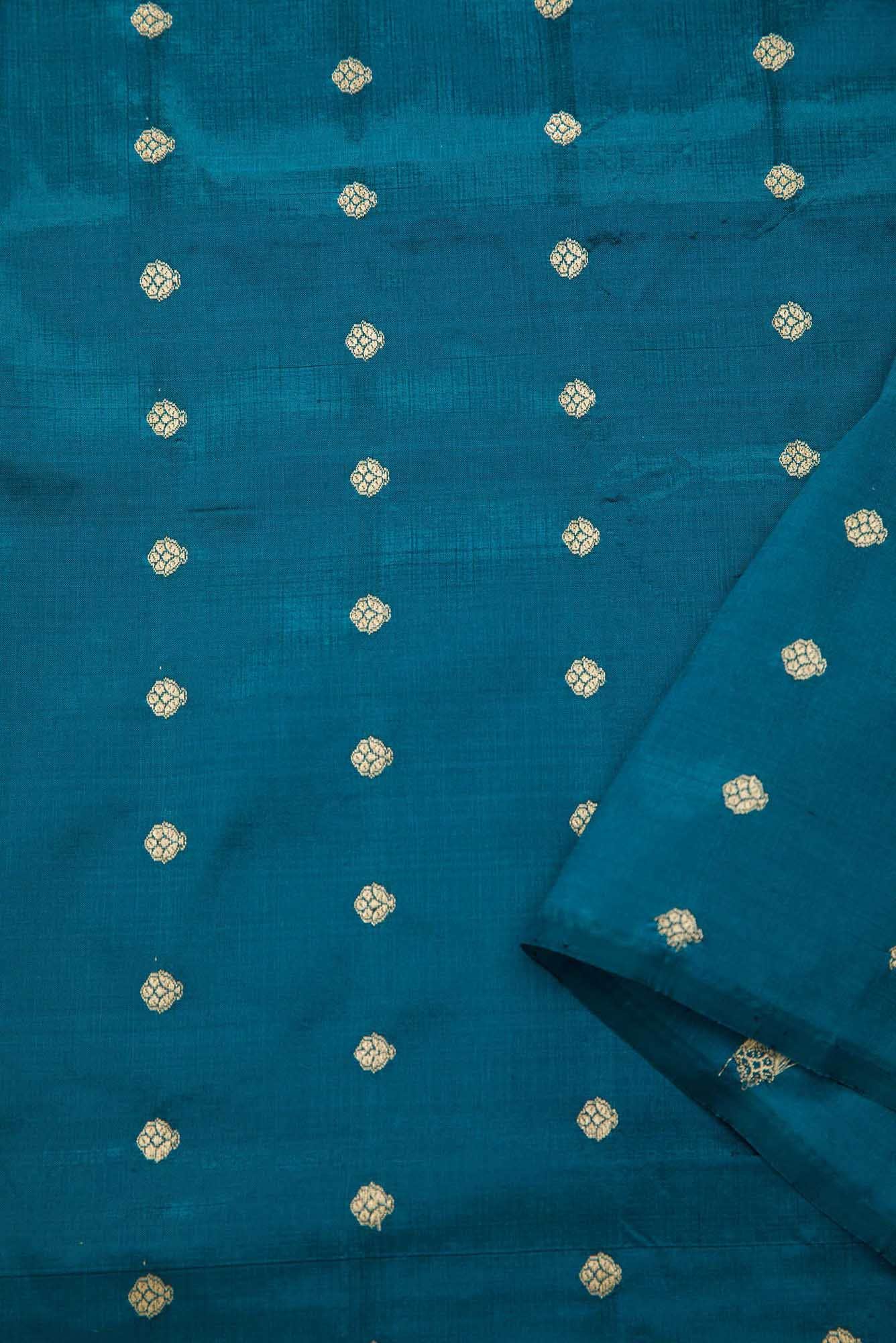 Peacock Blue Kanchipuram Silk Dress Material
