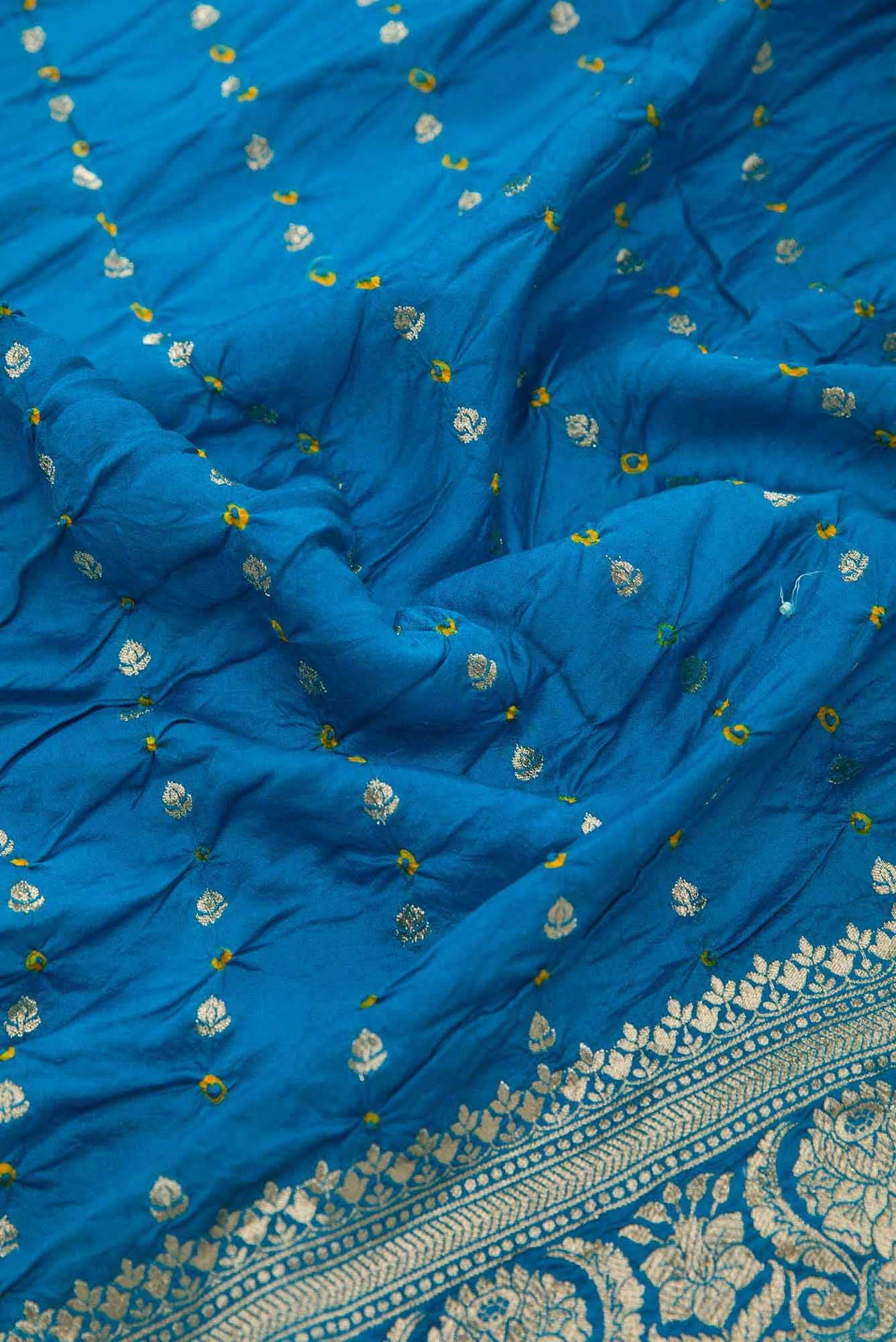 Blue Bandhani Silk Dress Material