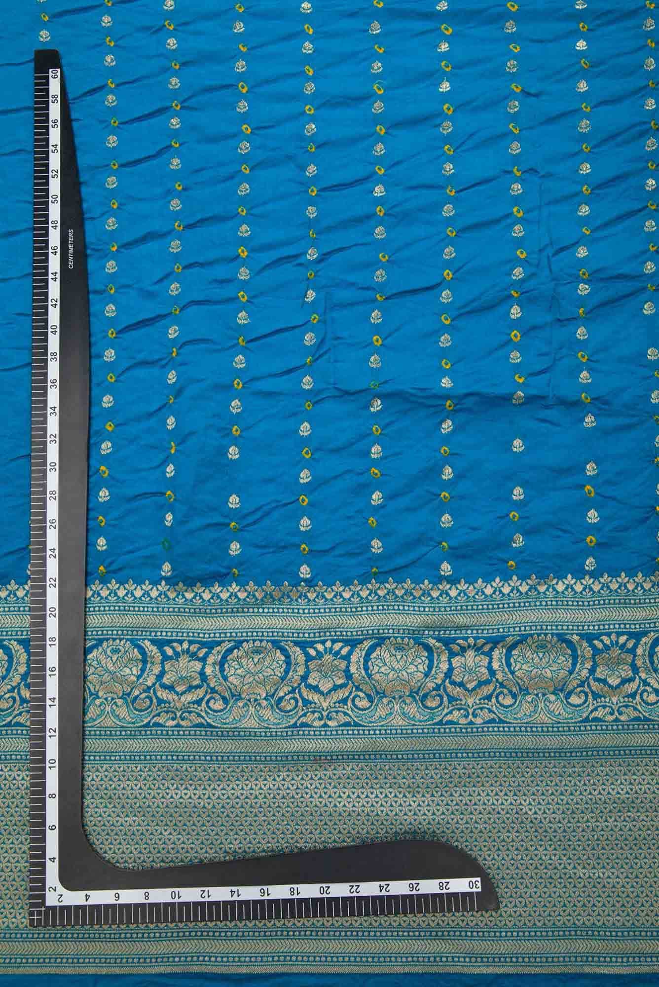 Blue Bandhani Silk Dress Material
