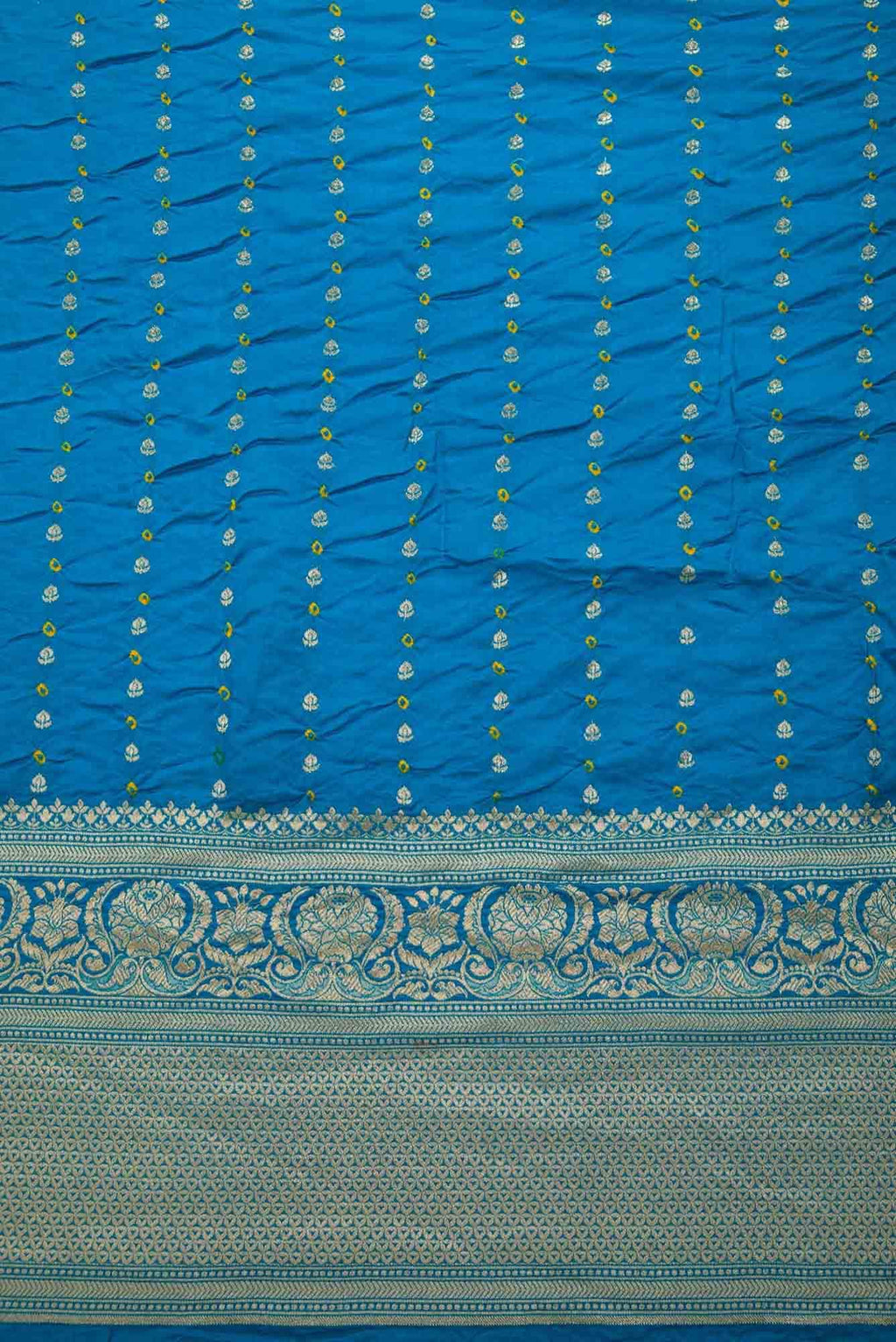Blue Bandhani Silk Dress Material