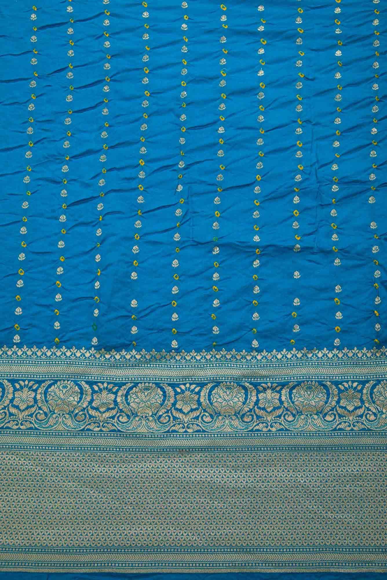 Blue Bandhani Silk Dress Material