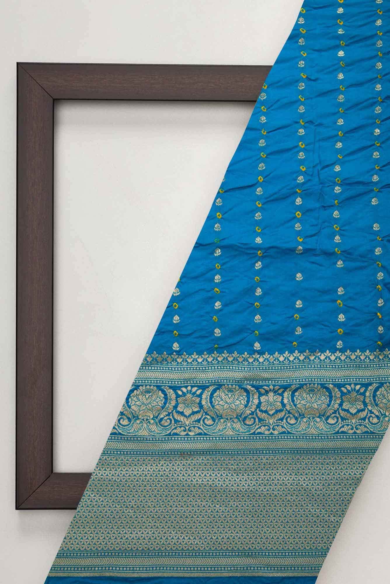 Blue Bandhani Silk Dress Material