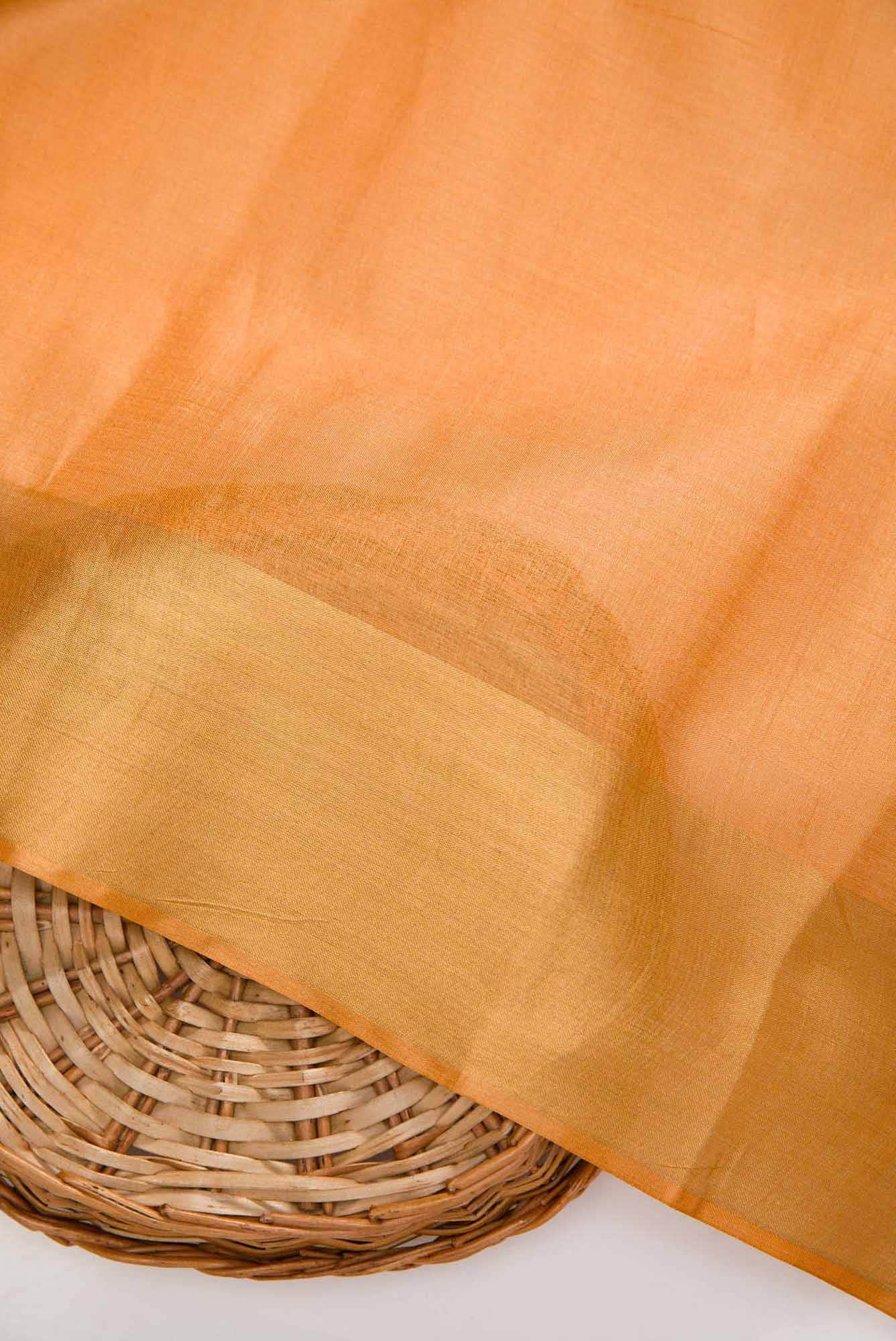 Golden Peach Tussar Silk Dress Material