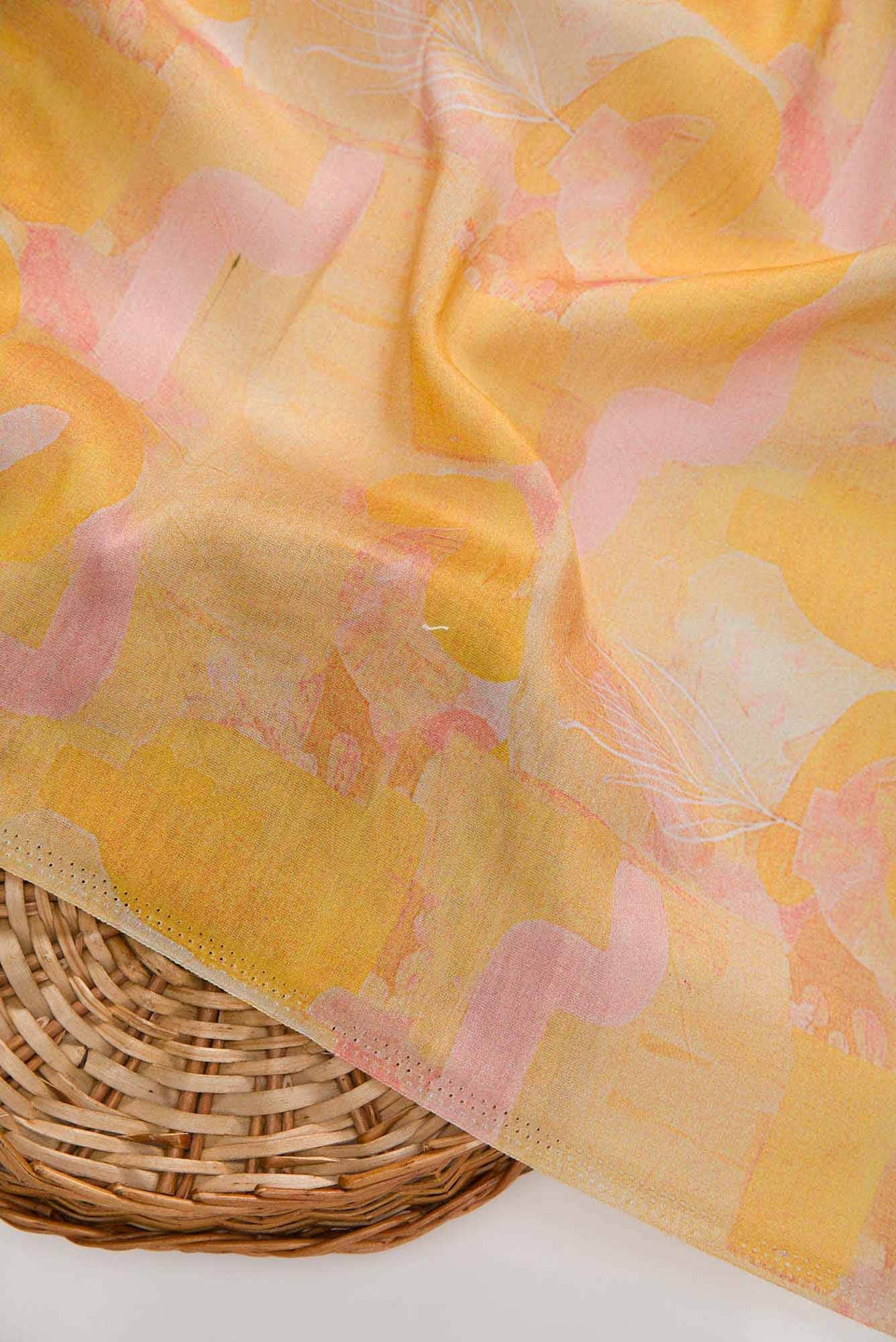 Mustard Chanderi Silk Dress Material