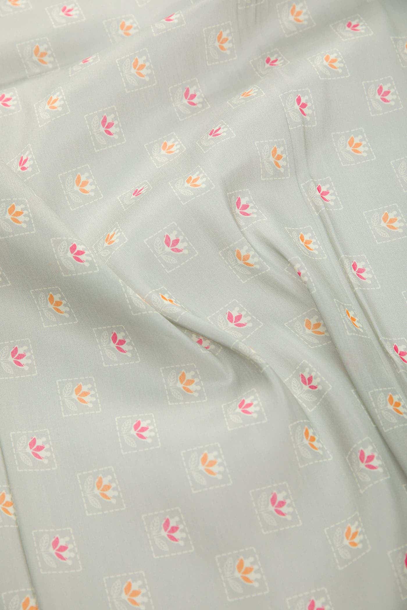 Grey Chanderi Silk Dress Material