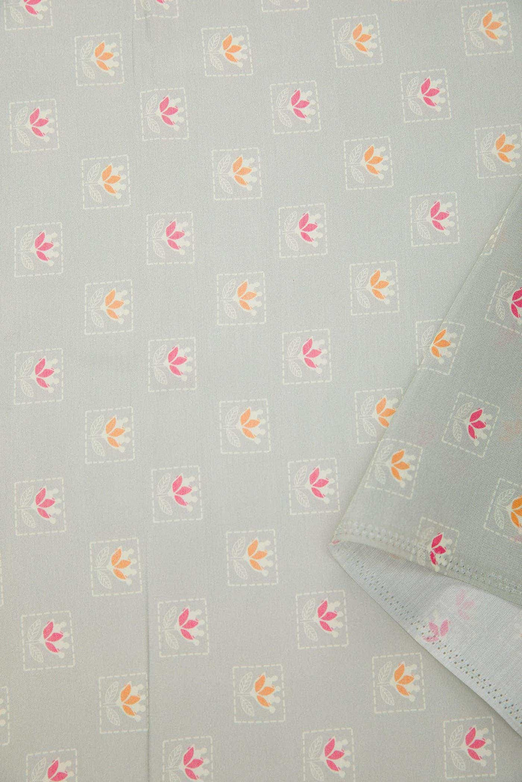 Grey Chanderi Silk Dress Material